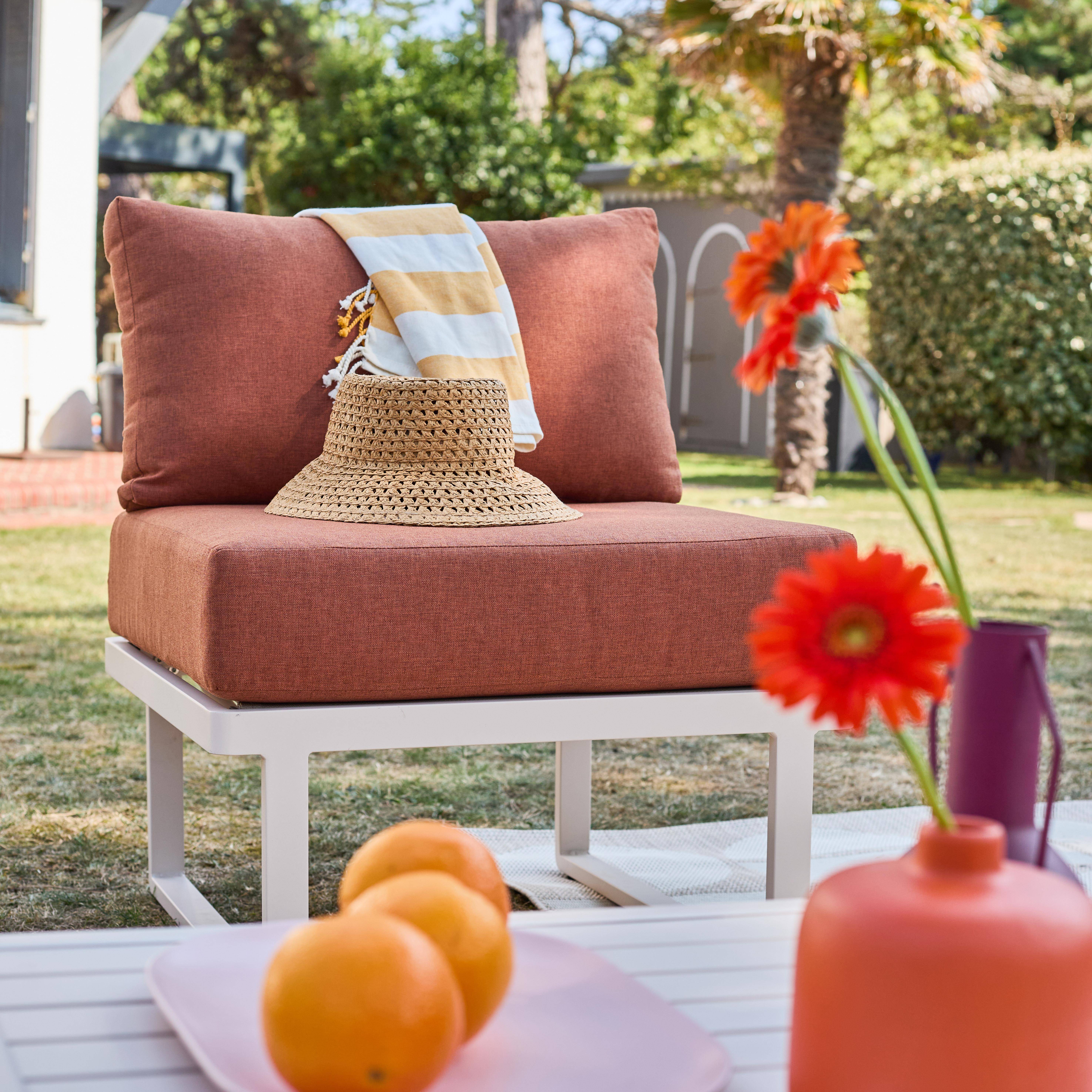 Salon de jardin modulable aluminium 4 places terracotta - Clea Photo3