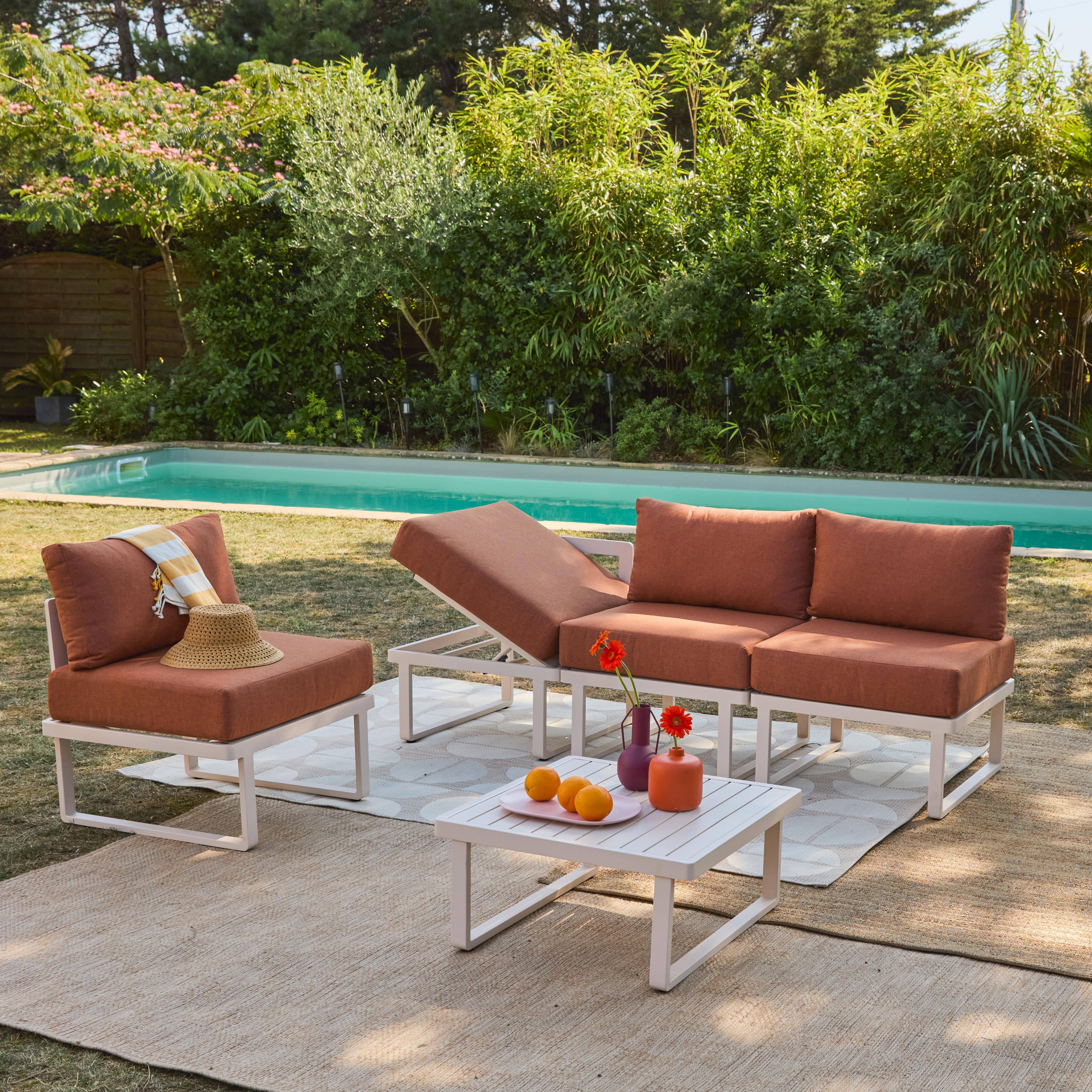 Salon de jardin modulable aluminium 4 places terracotta - Clea,sweeek,Photo2