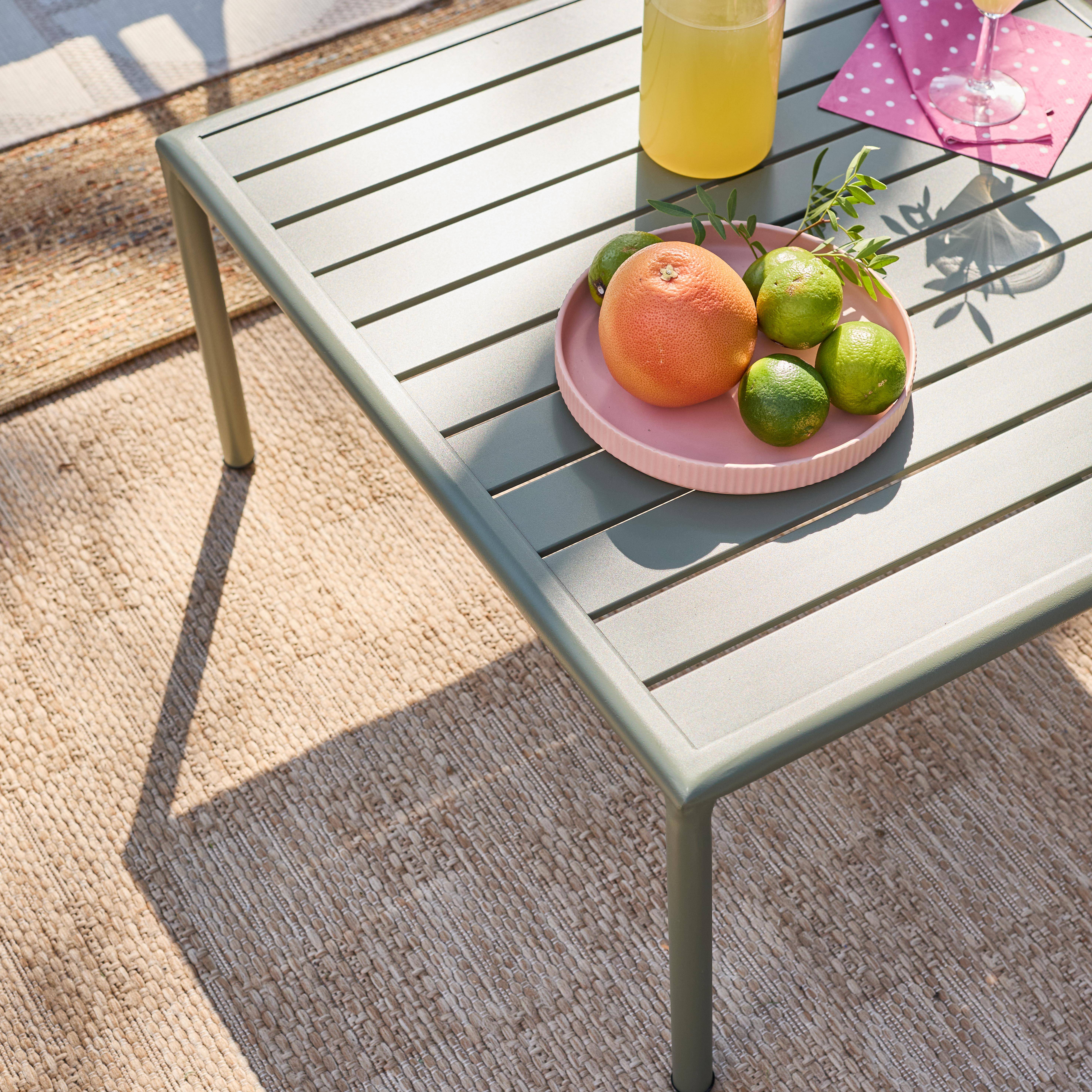 Salon de jardin modulable aluminium kaki et tissu beige 4 places - Arcadia,sweeek,Photo4