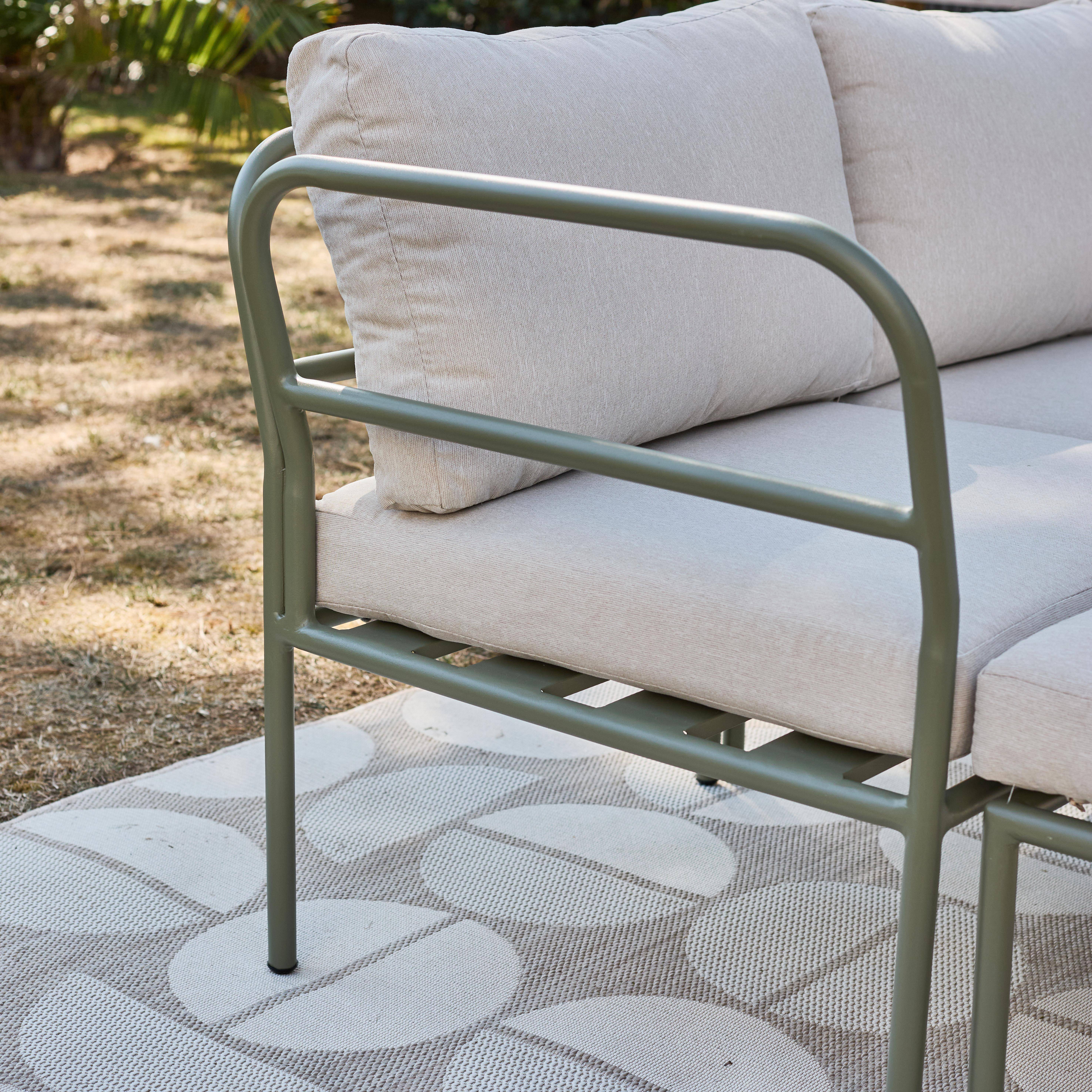 Salon de jardin modulable aluminium kaki et tissu beige 4 places - Arcadia,sweeek,Photo3