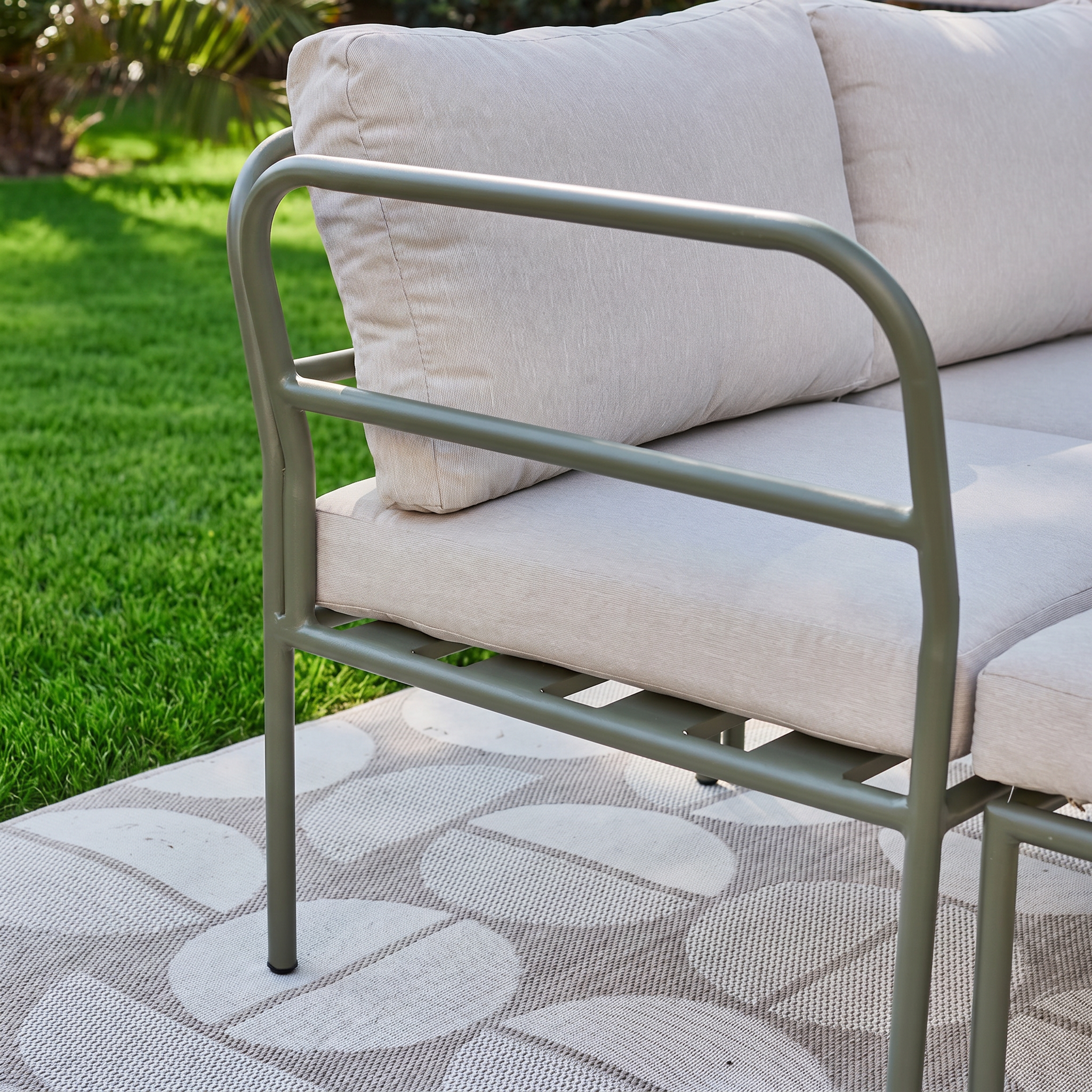 Tuinset 4 zitplaatsen modulair aluminium kaki en beige - Arcadia Photo7