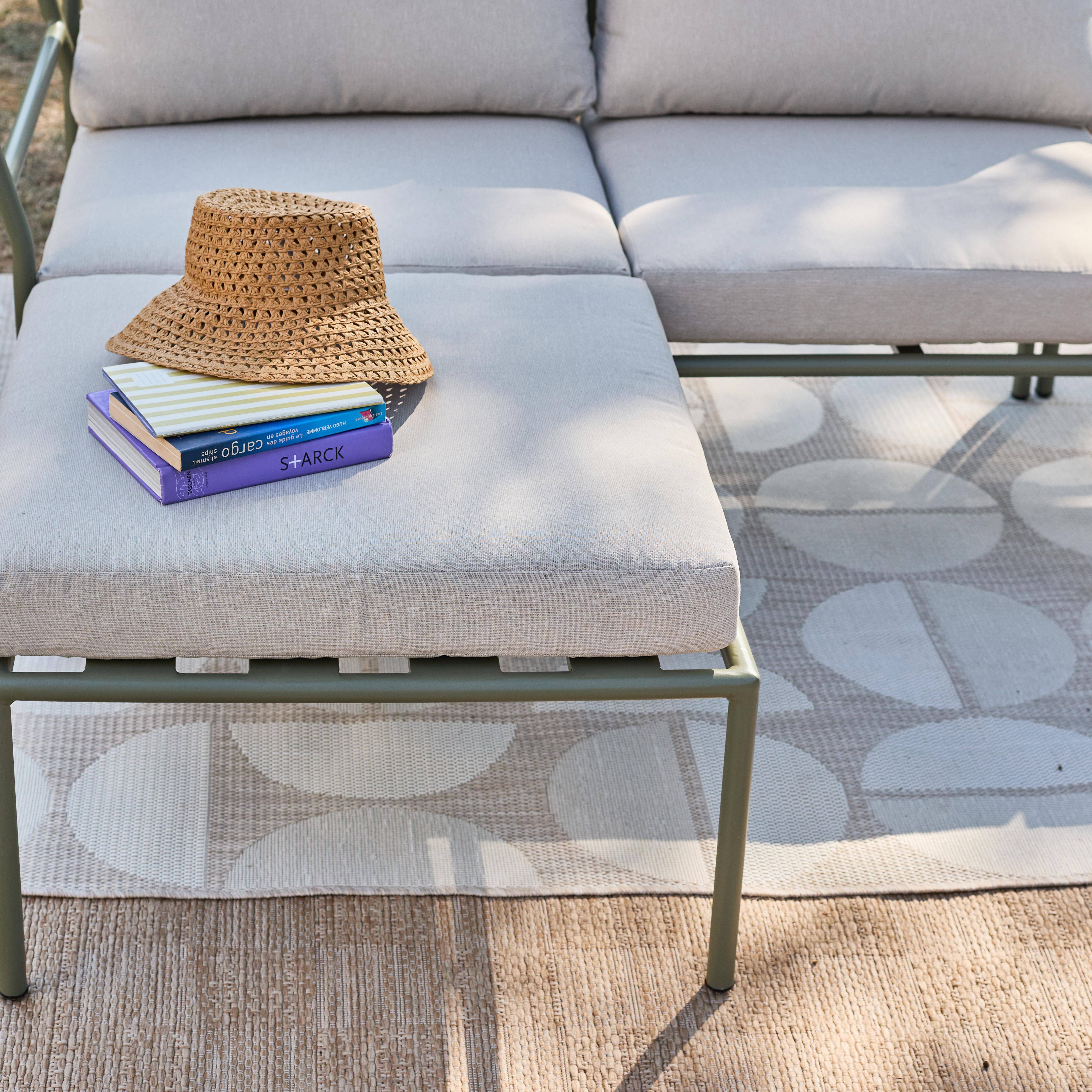 Salon de jardin modulable aluminium kaki et tissu beige 4 places - Arcadia,sweeek,Photo5