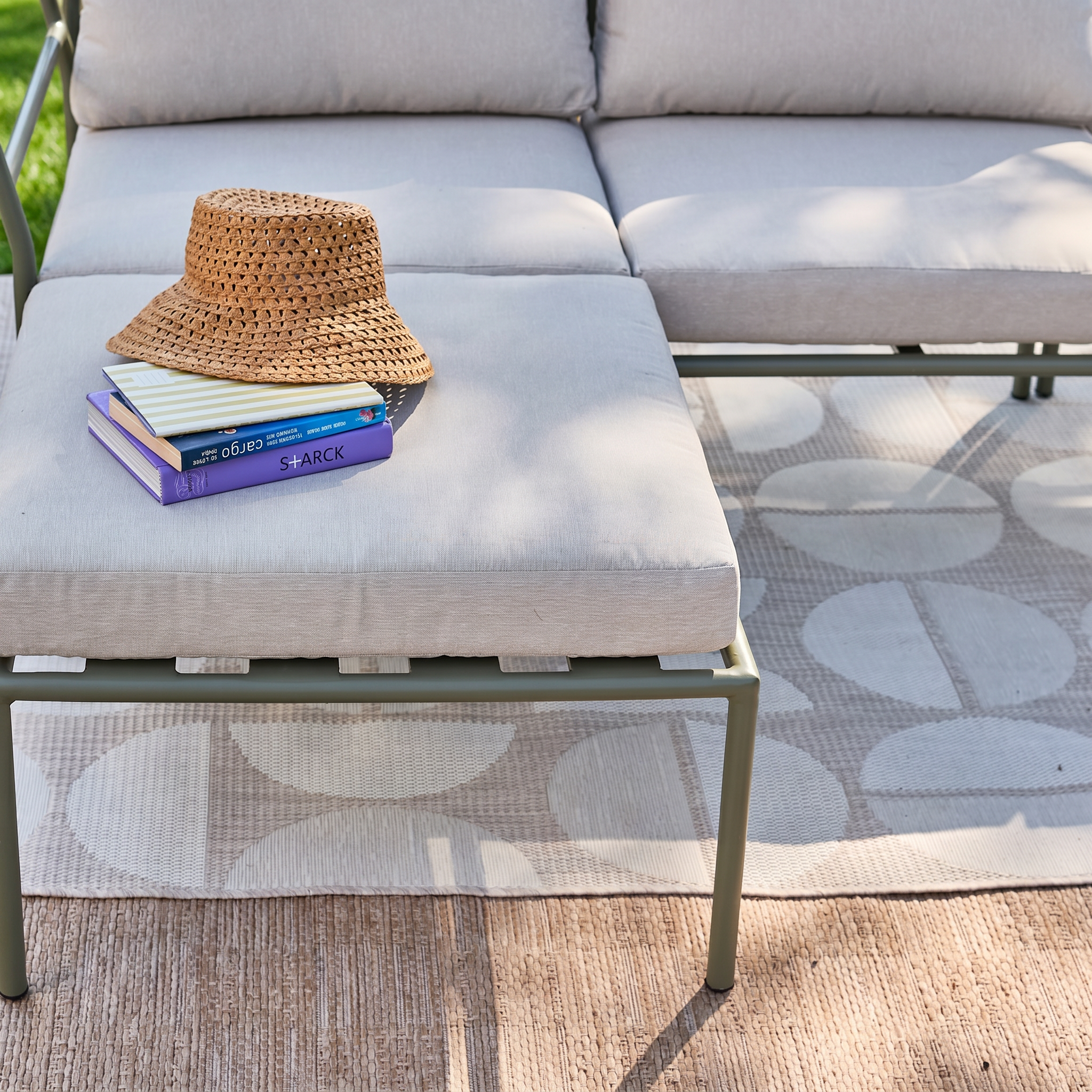 Tuinset 4 zitplaatsen modulair aluminium kaki en beige - Arcadia Photo5