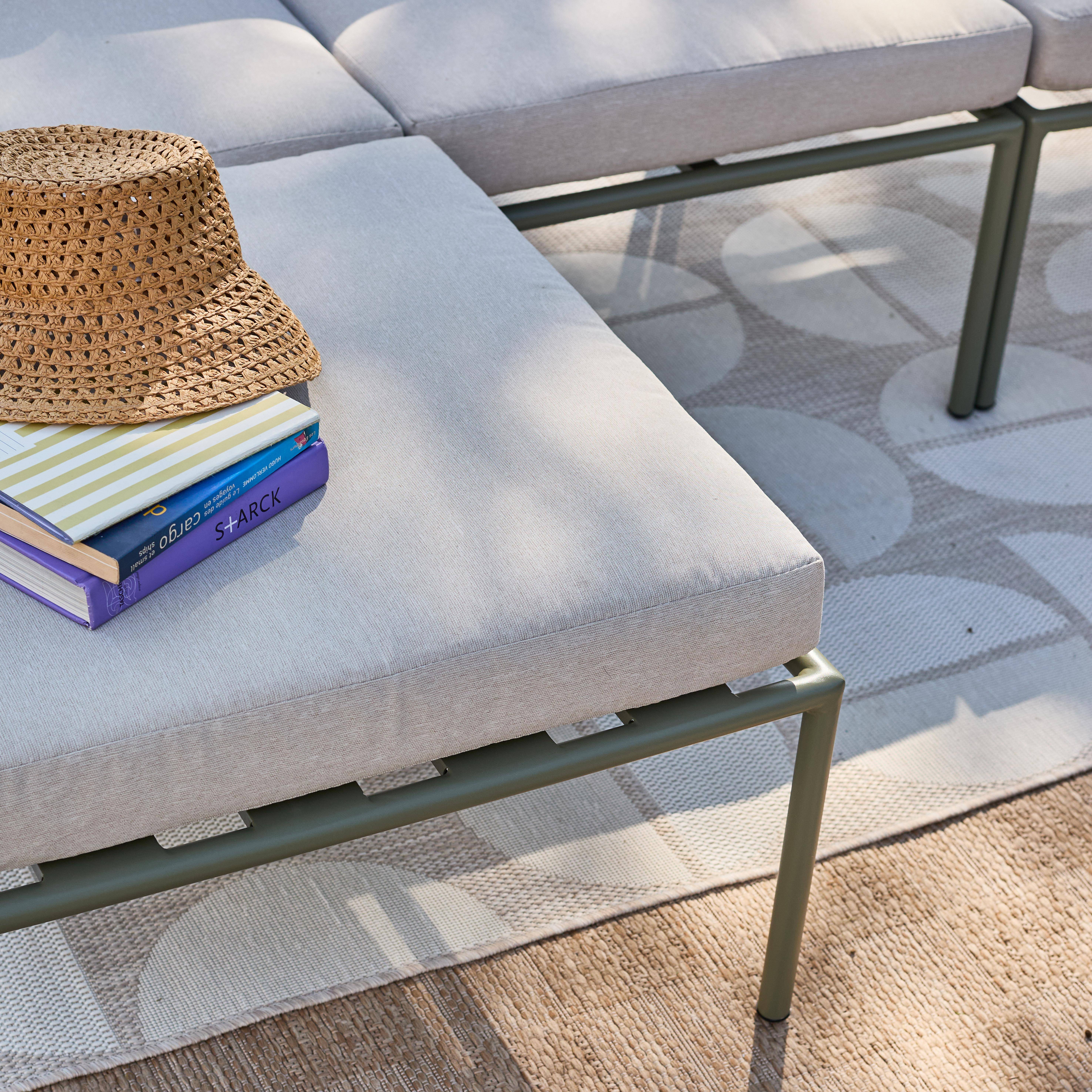 Salon de jardin modulable aluminium kaki et tissu beige 4 places - Arcadia,sweeek,Photo6