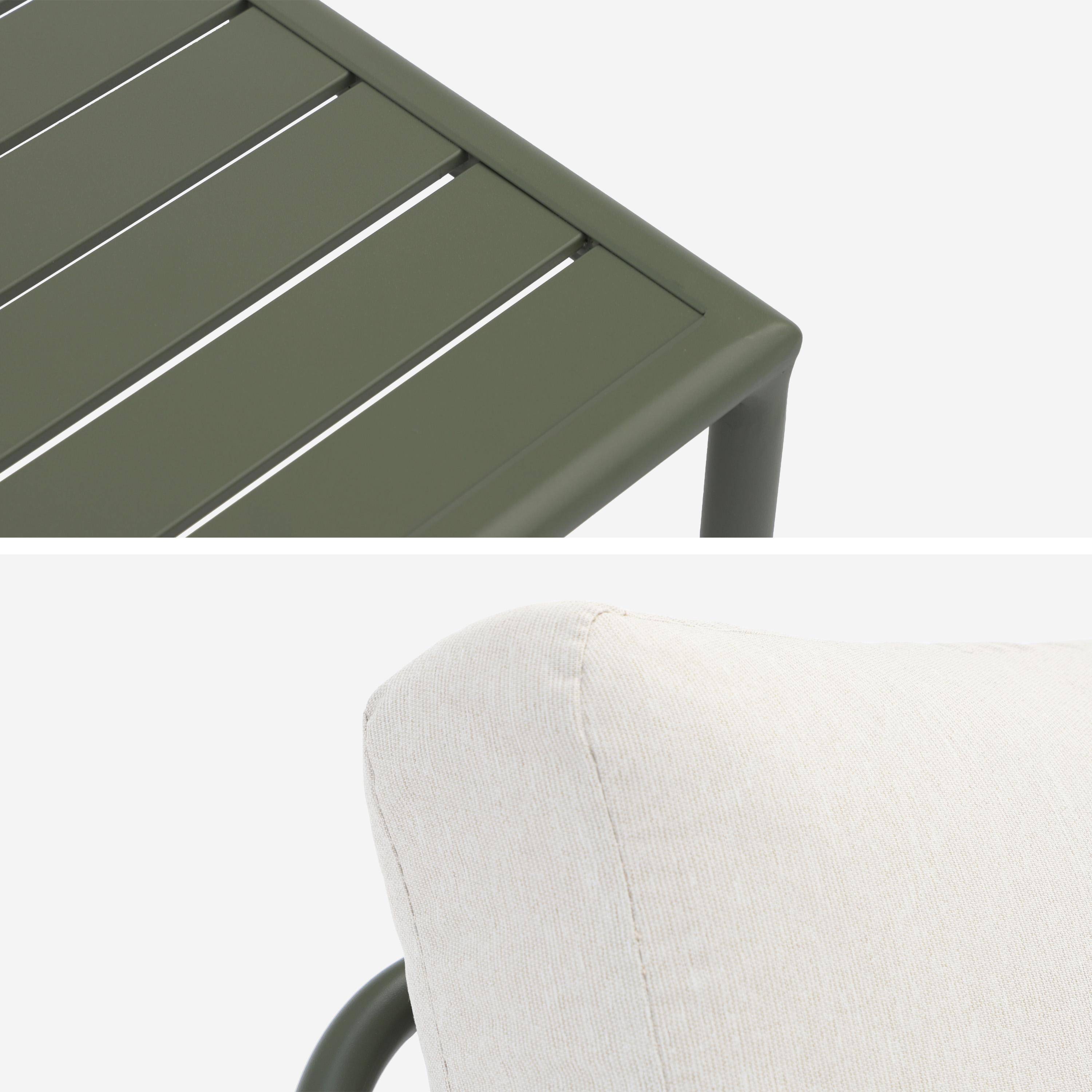 Salon de jardin modulable aluminium kaki et tissu beige 4 places - Arcadia Photo9