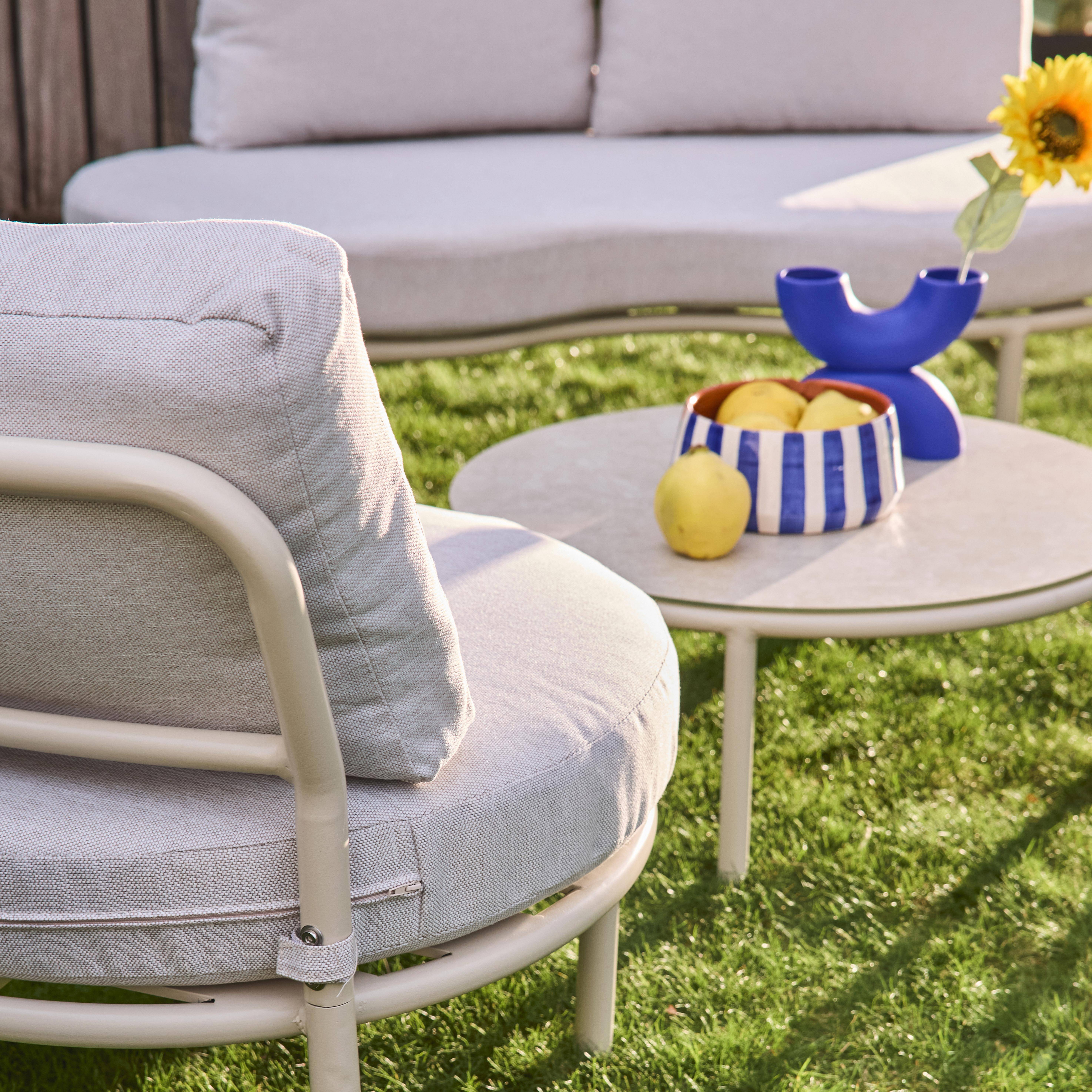 Conjunto de jardim em alumínio e tecido , 4 lugares Beige - 146x88.5x68 cm,sweeek,Photo5