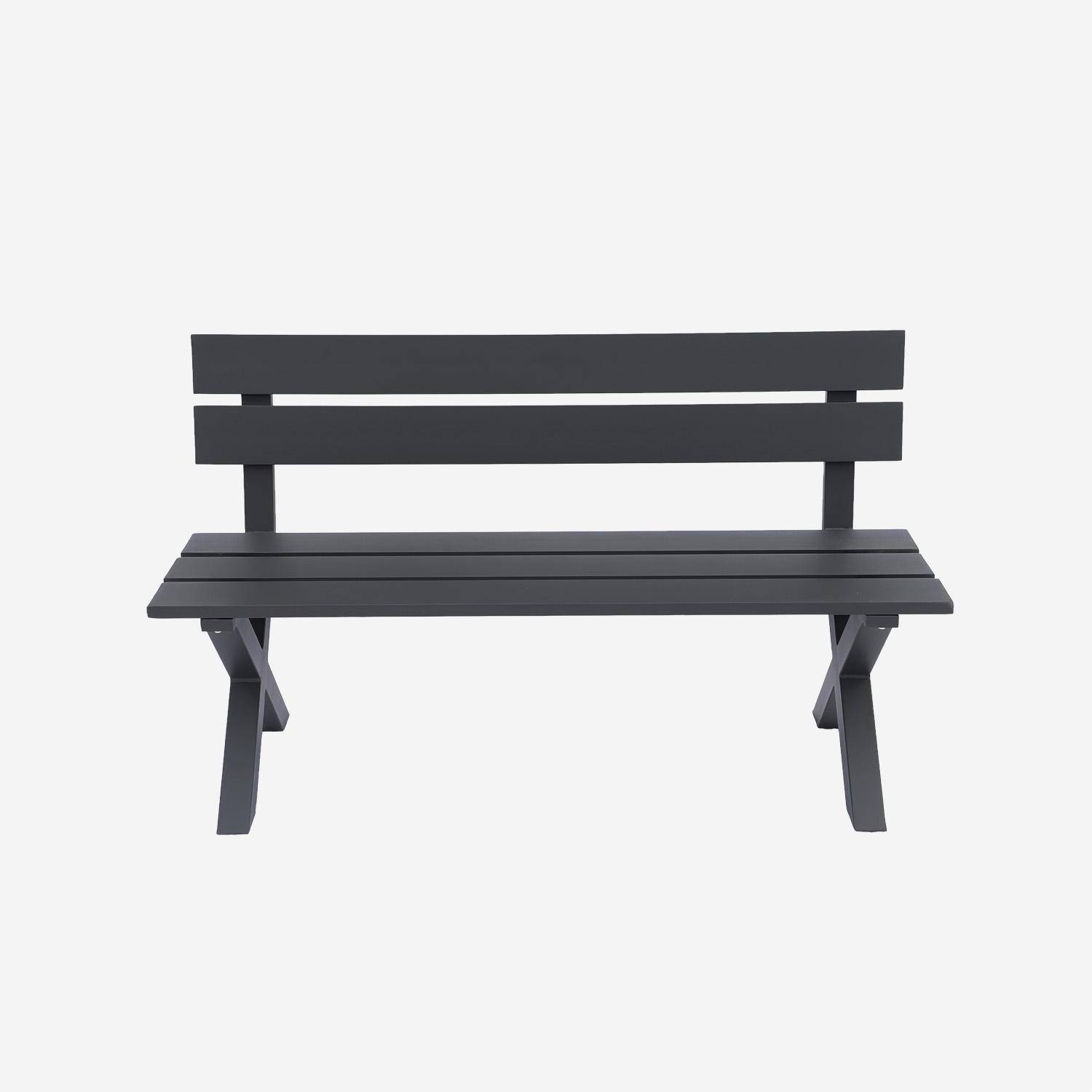 Banco de jardín de aluminio para 2 personas, Terralu, Antracita, 120x50.5x70 cm,sweeek,Photo2