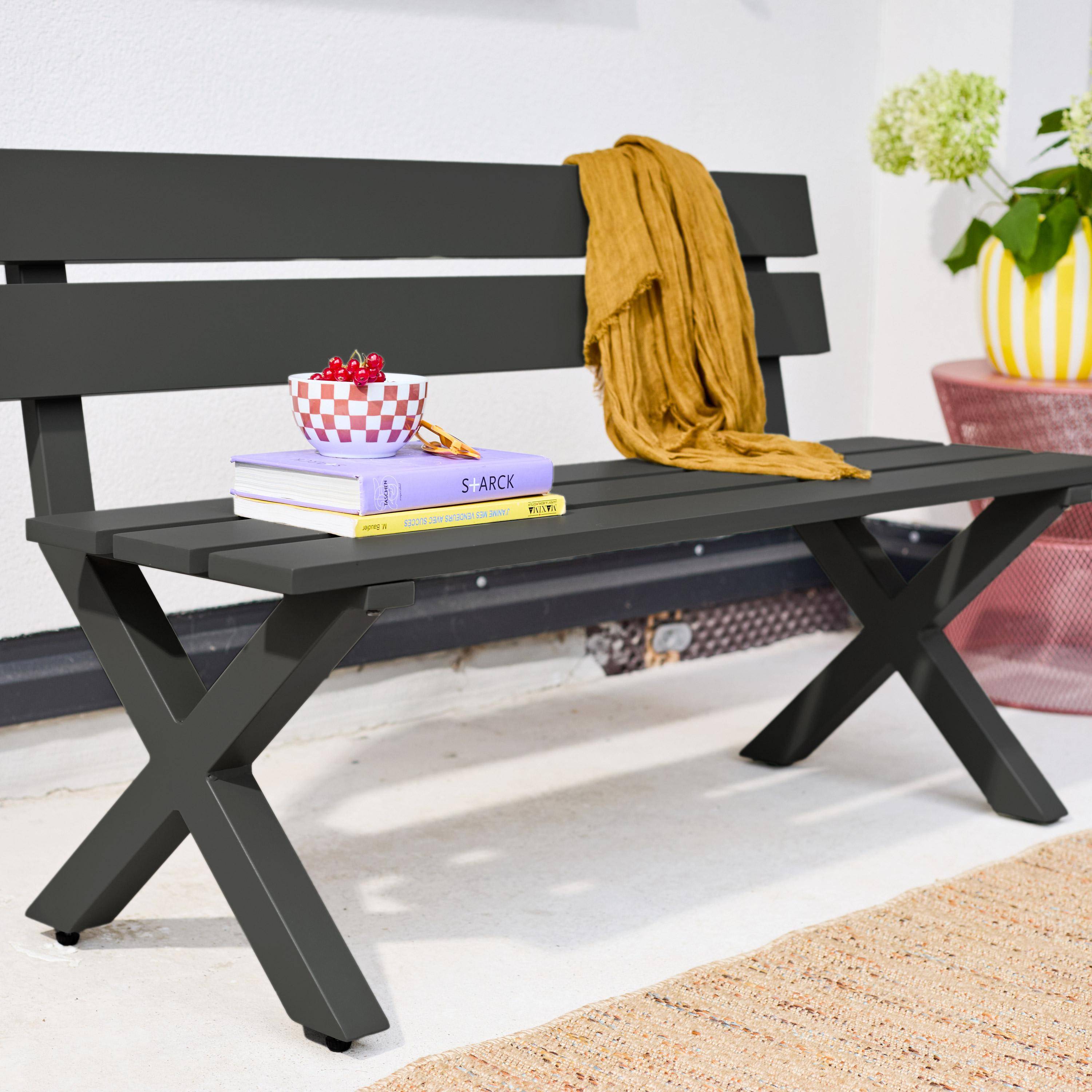 Aluminiowa ławka ogrodowa 2-osobowa antracyt - Terralu,sweeek,Photo4