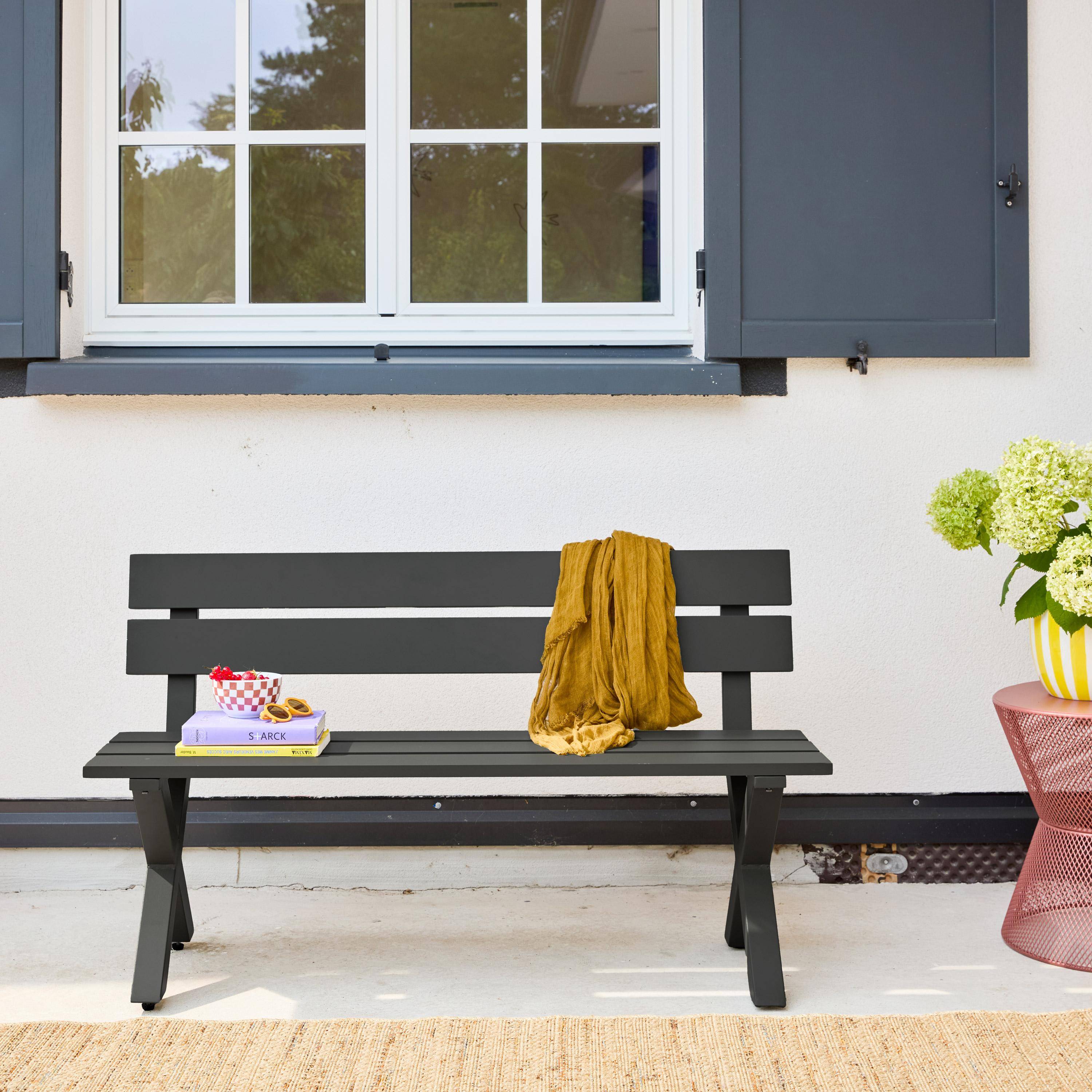 Aluminiowa ławka ogrodowa 2-osobowa antracyt - Terralu,sweeek,Photo1