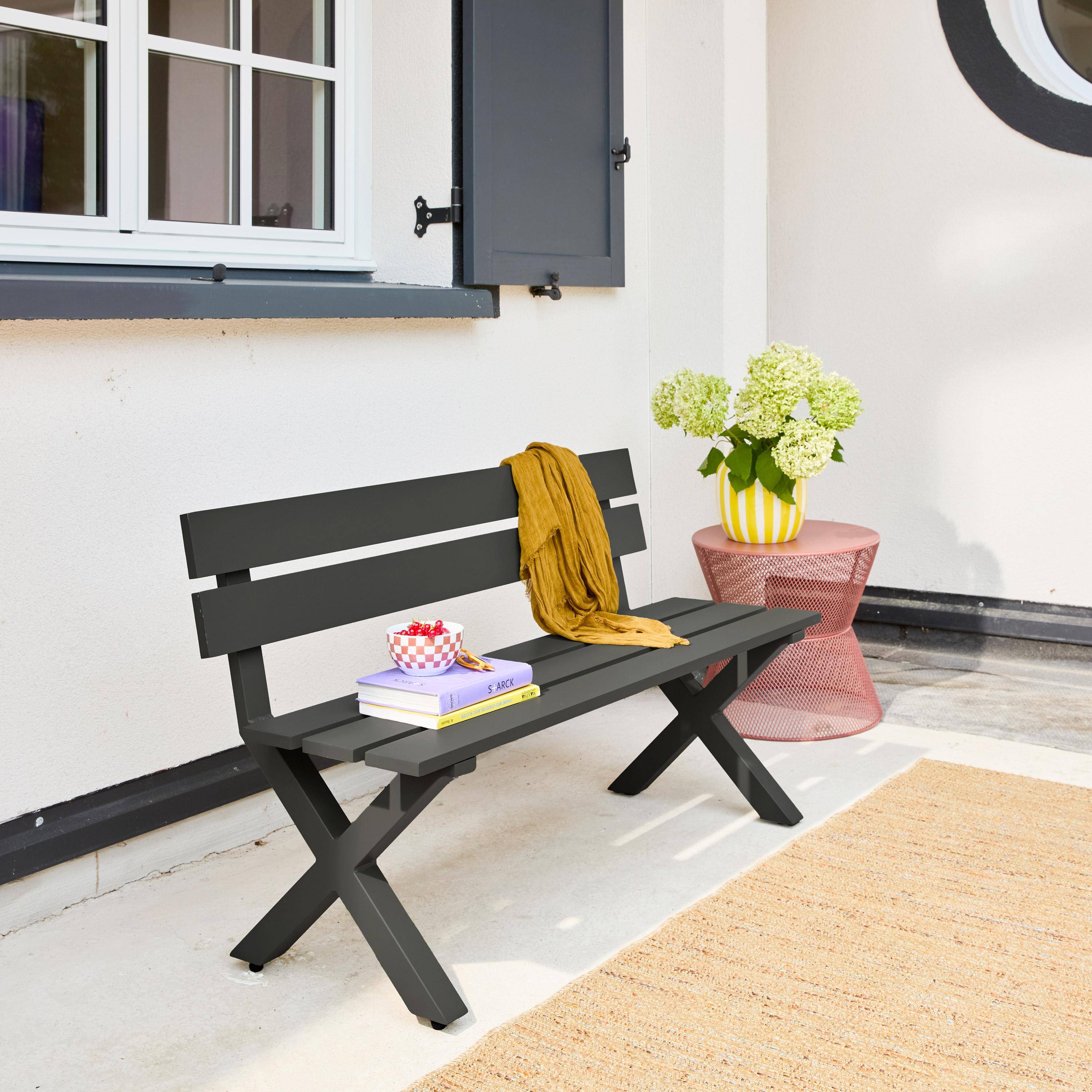 Aluminiowa ławka ogrodowa 2-osobowa antracyt - Terralu Photo2