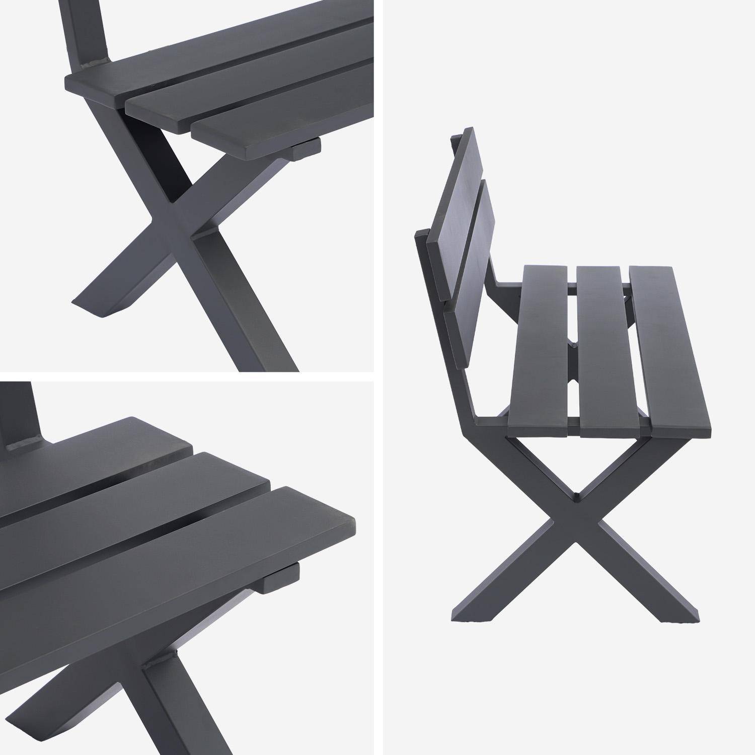 Banco de jardín de aluminio para 2 personas, Terralu, Antracita, 120x50.5x70 cm Photo3