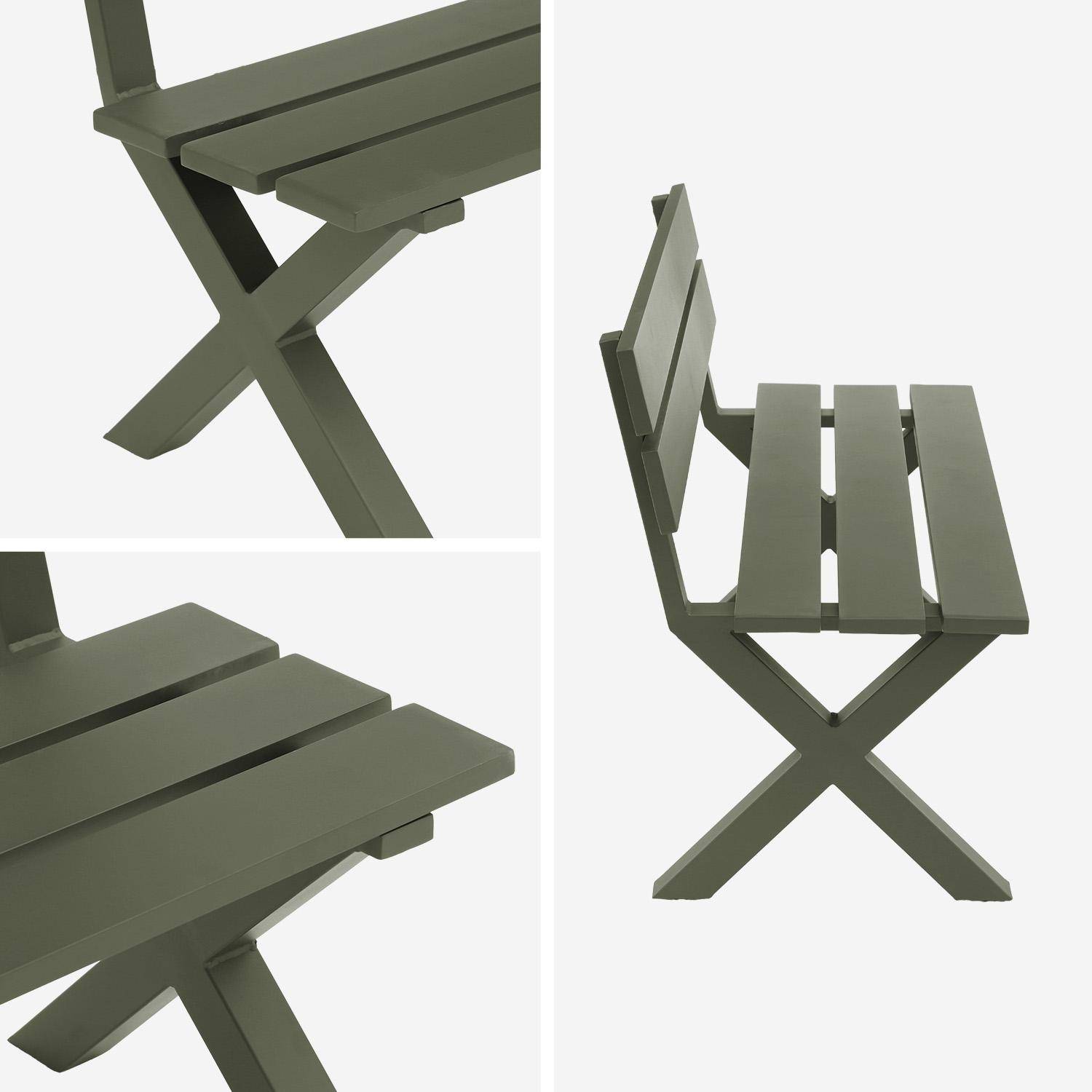 Banco de jardín de aluminio para 2 personas, Terralu, Verde kaki, 120x50.5x70 cm Photo3