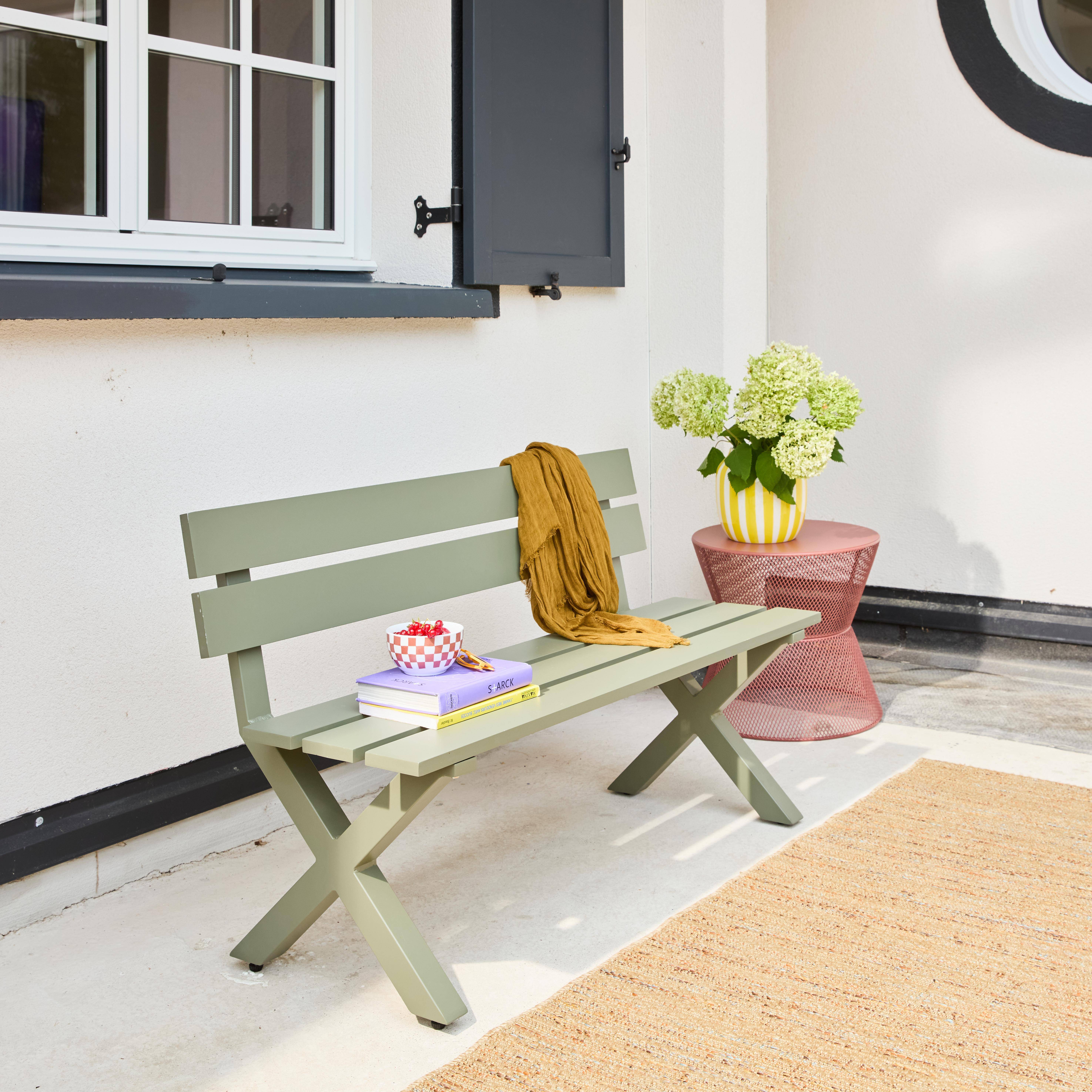 Banco de jardín de aluminio para 2 personas, Terralu, Verde kaki, 120x50.5x70 cm,sweeek,Photo2