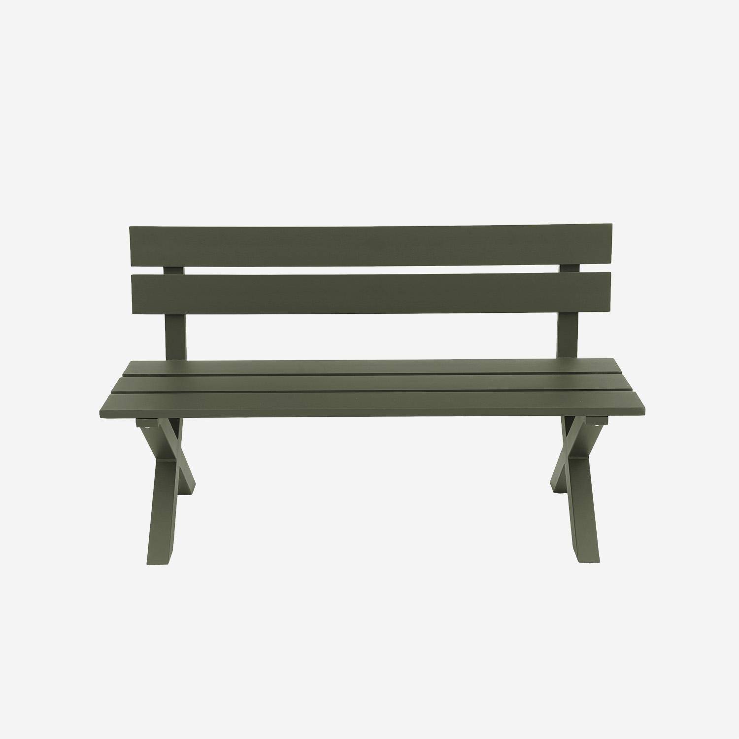 Banco de jardín de aluminio para 2 personas, Terralu, Verde kaki, 120x50.5x70 cm Photo2