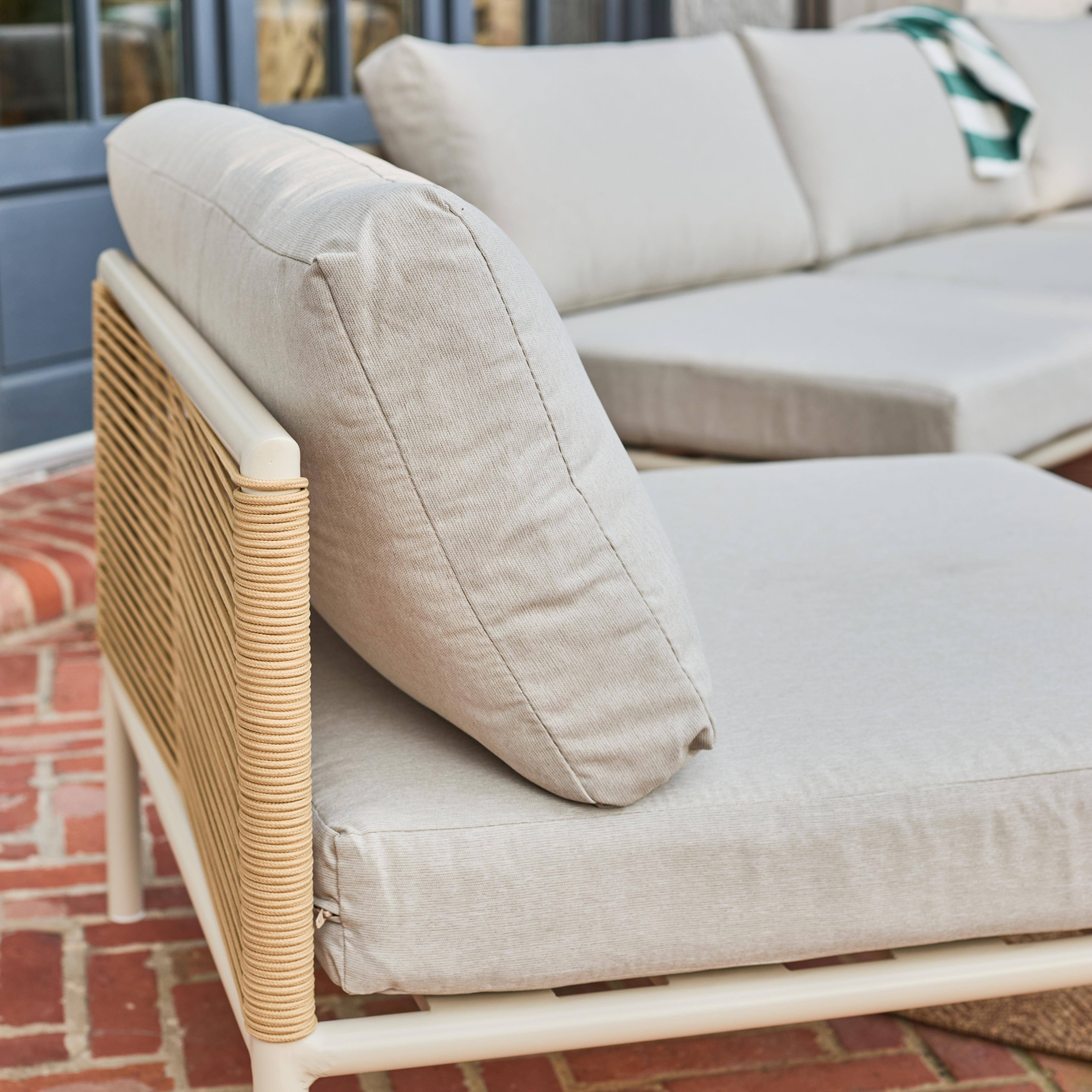 Salon de jardin modulable aluminium et cordes beige 5 places - Orial Photo5