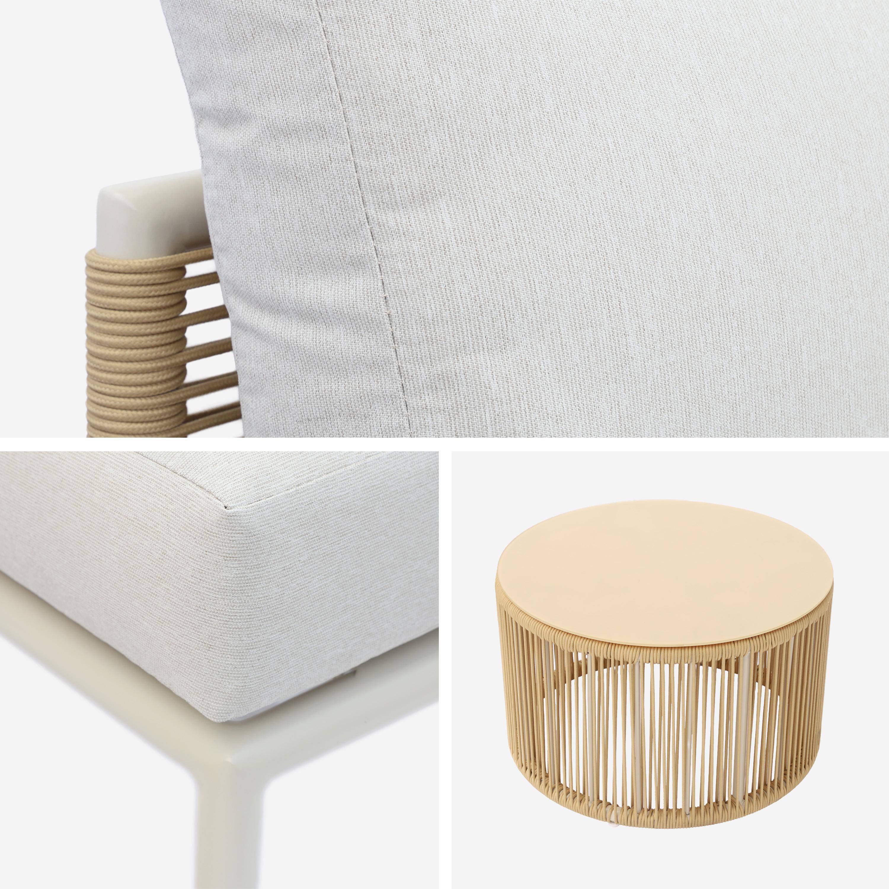 Salon de jardin modulable aluminium et cordes beige 5 places - Orial Photo8