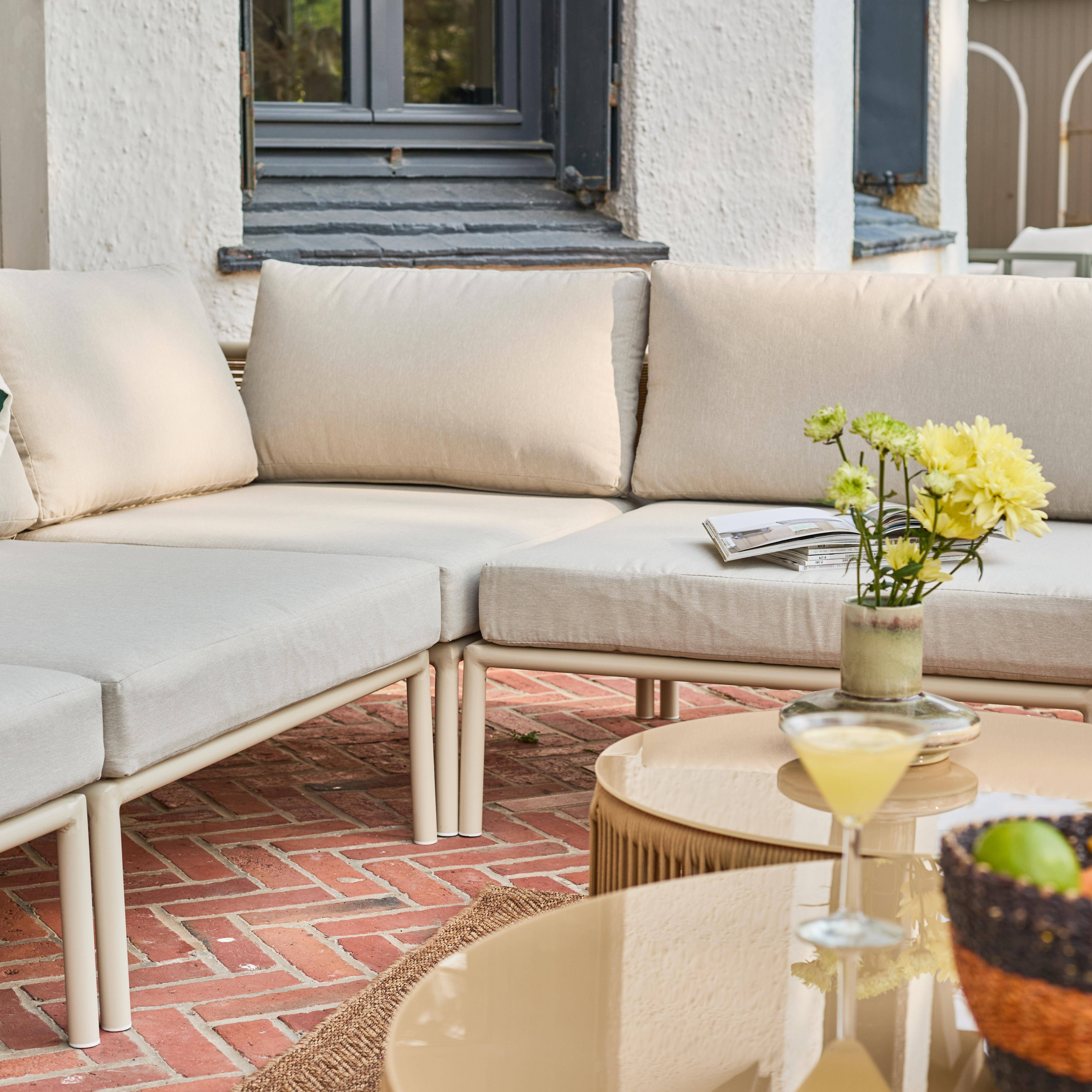 Salon de jardin modulable aluminium et cordes beige 5 places - Orial Photo4
