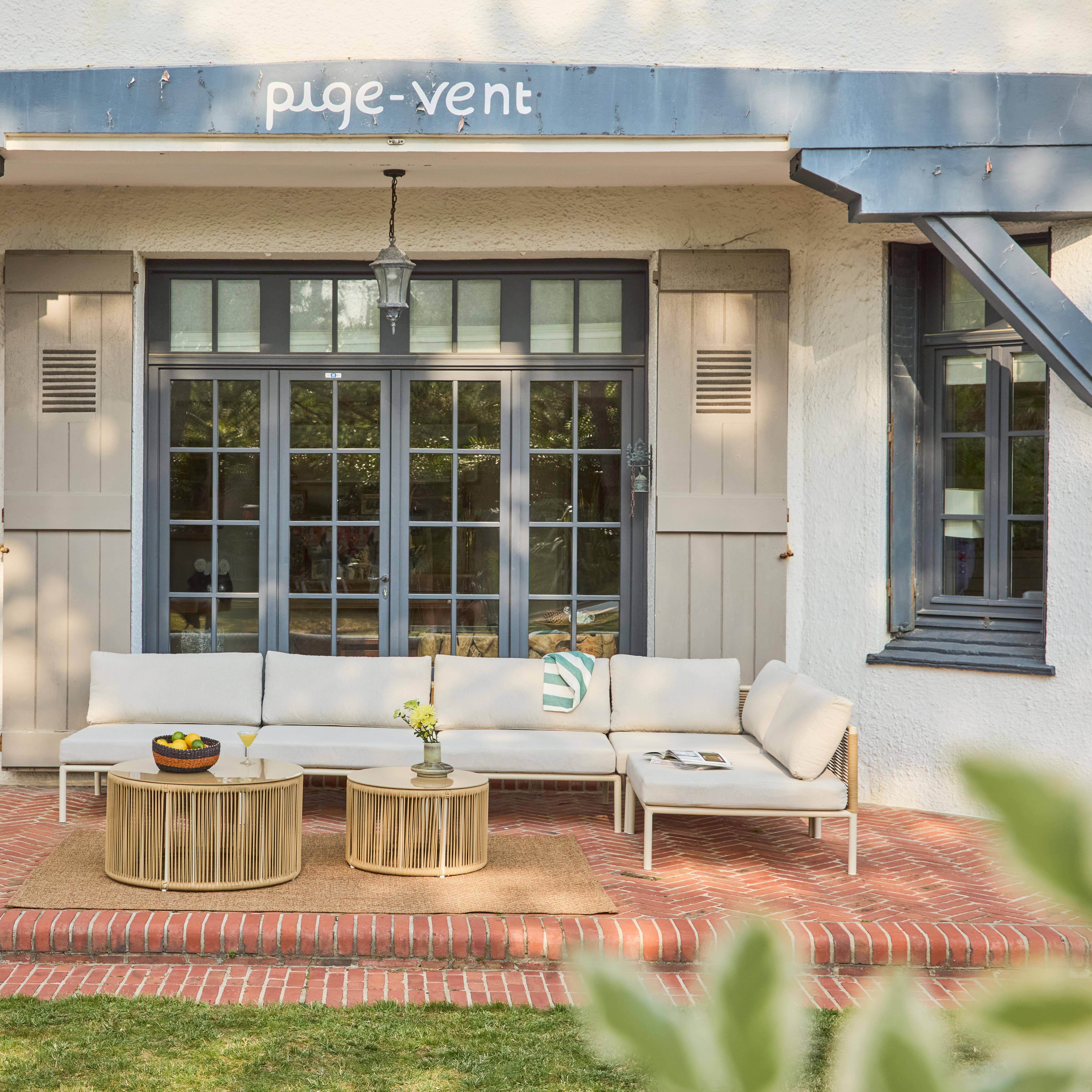 Salon de jardin modulable aluminium et cordes beige 5 places - Orial,sweeek,Photo2