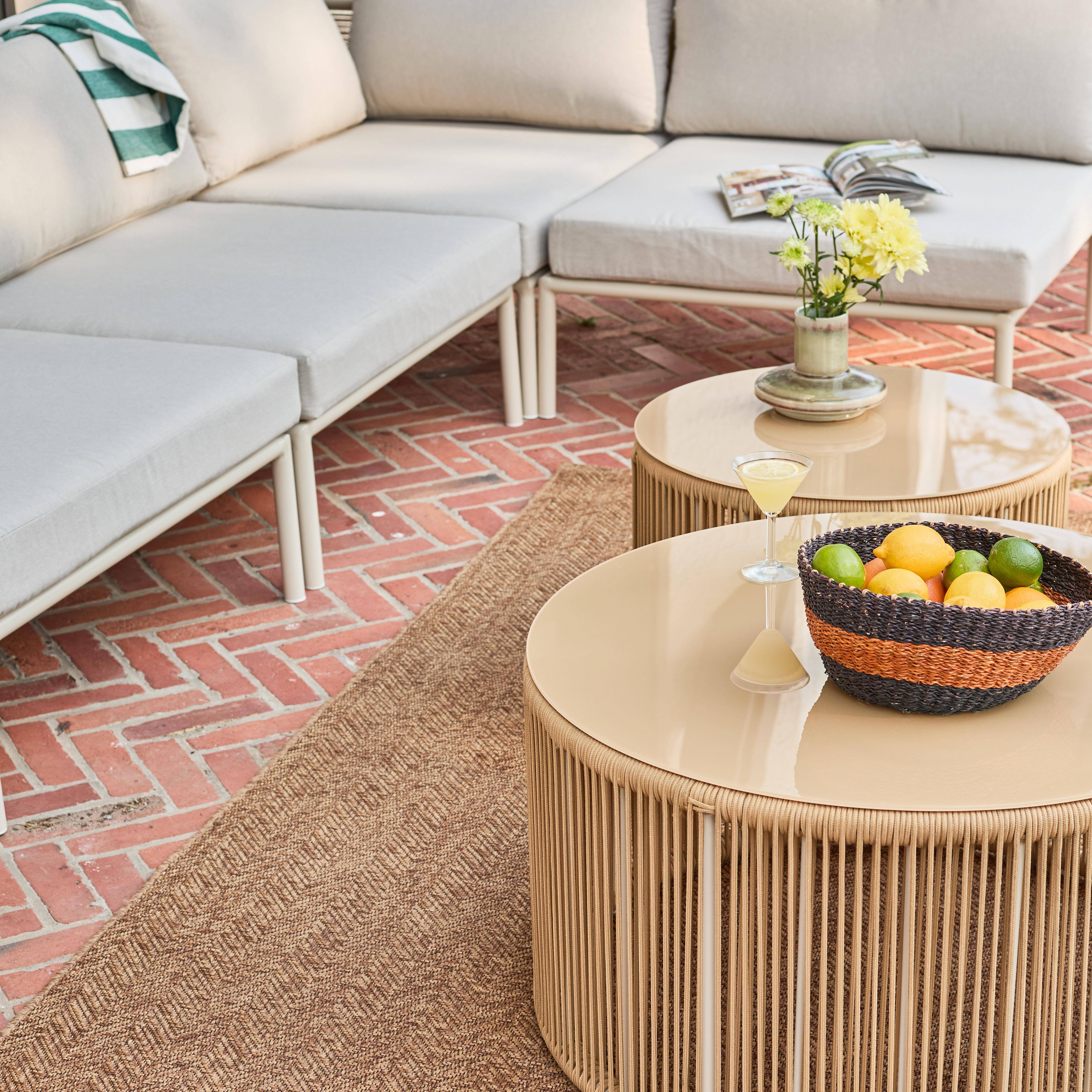 Salon de jardin modulable aluminium et cordes beige 5 places - Orial Photo6