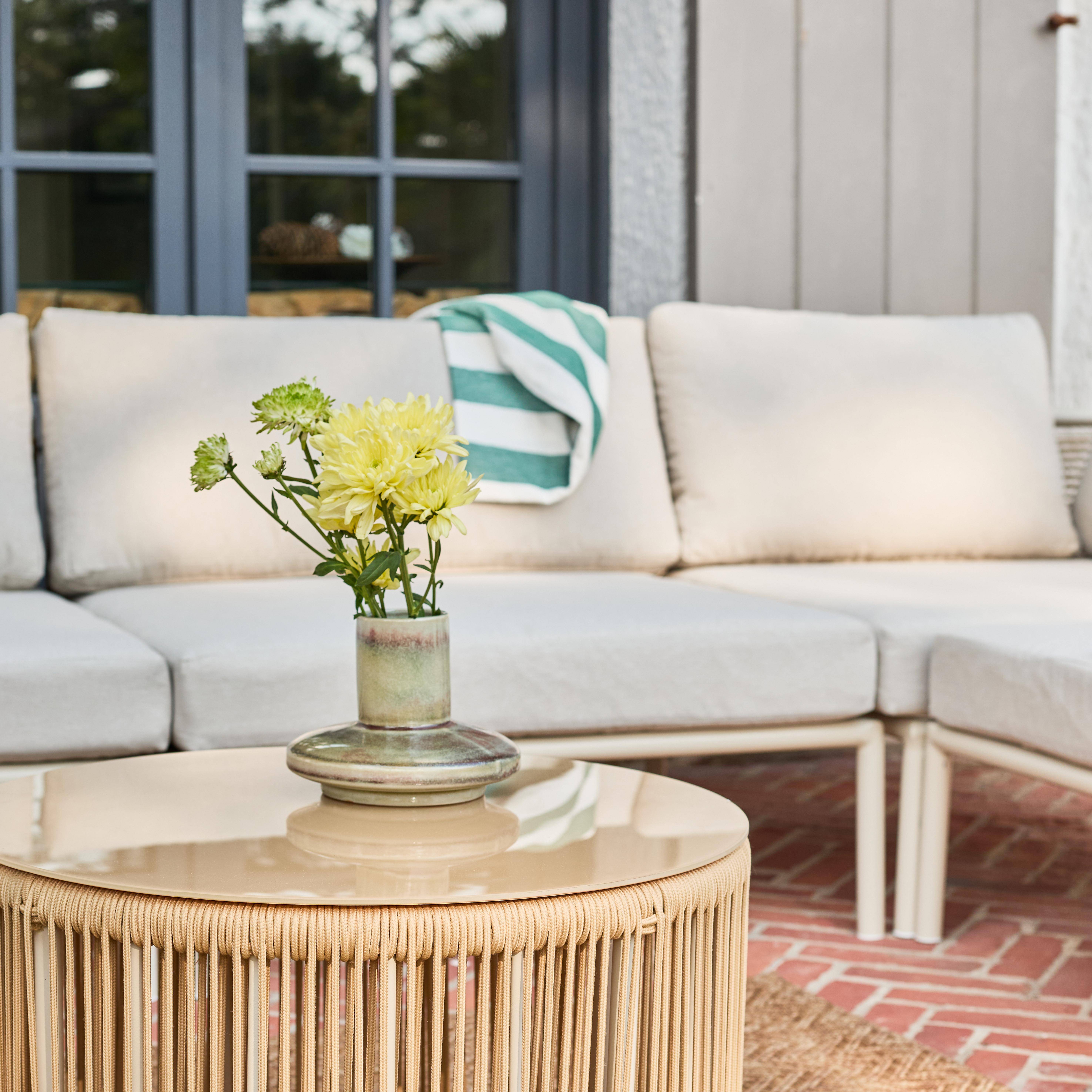 Salon de jardin modulable aluminium et cordes beige 5 places - Orial,sweeek,Photo3