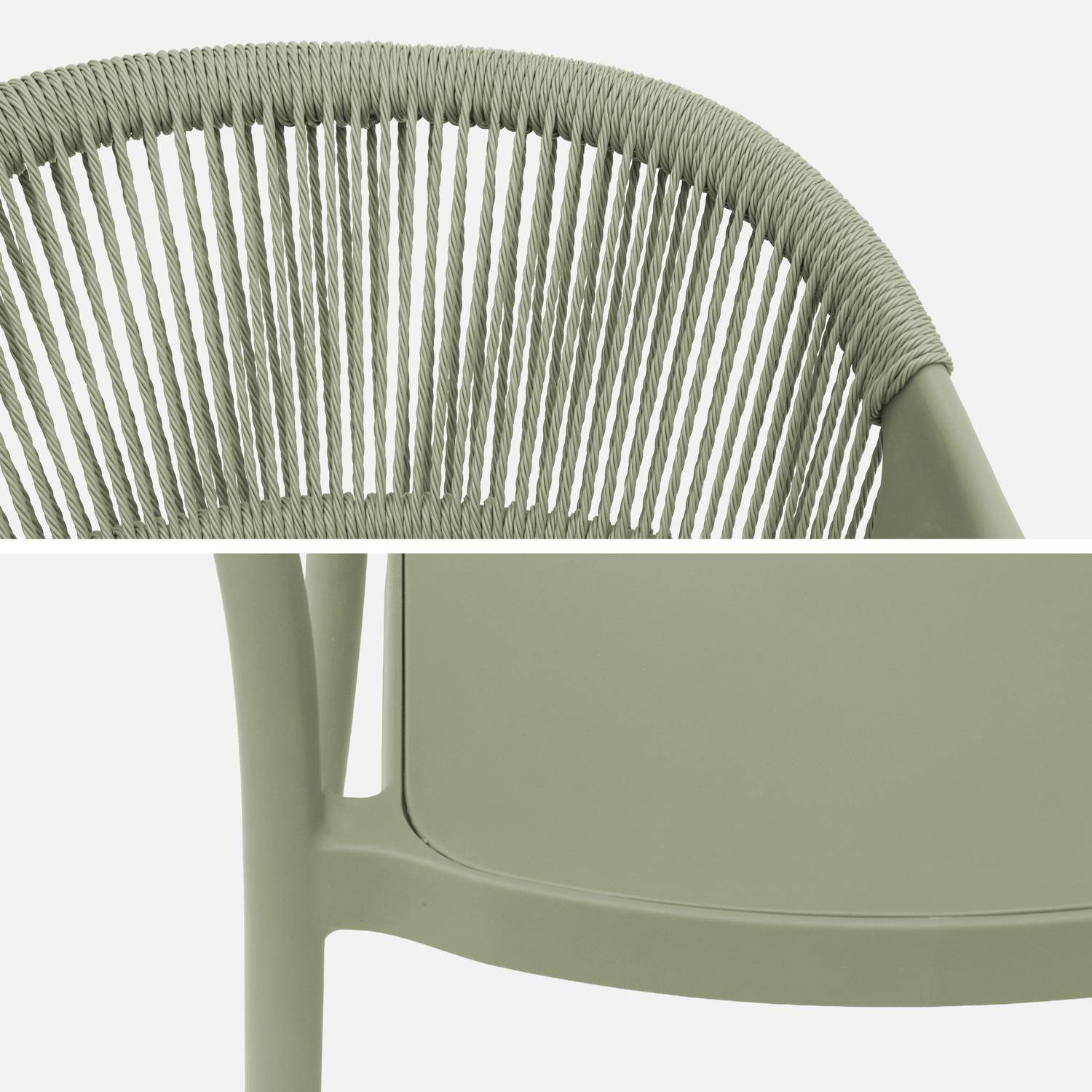 Chaise de jardin empilable avec effet corde vert de gris (lot de 4) - Jovia,sweeek,Photo5