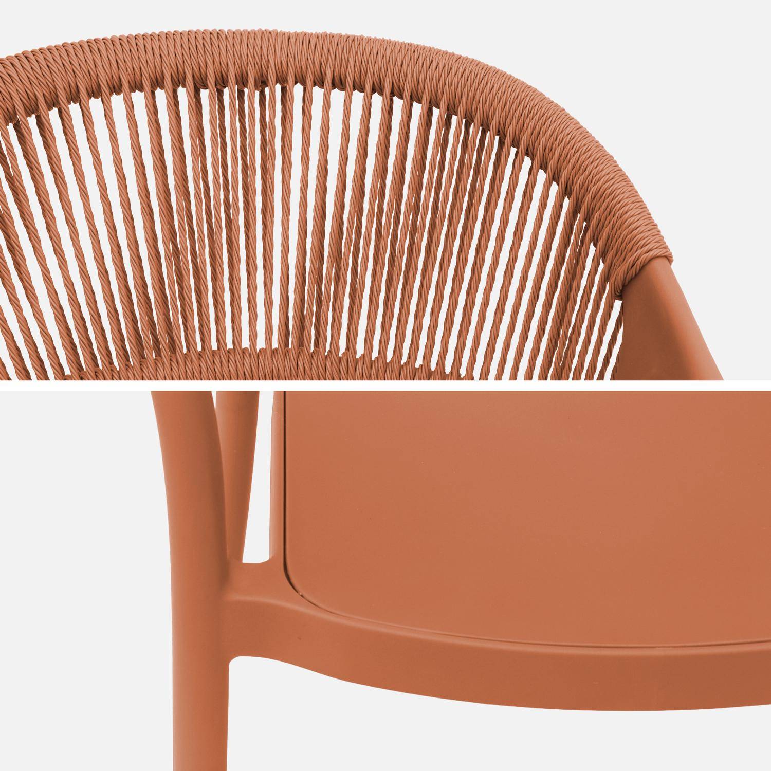 Chaise de jardin empilable avec effet corde terracotta (lot de 4) - Jovia,sweeek,Photo5