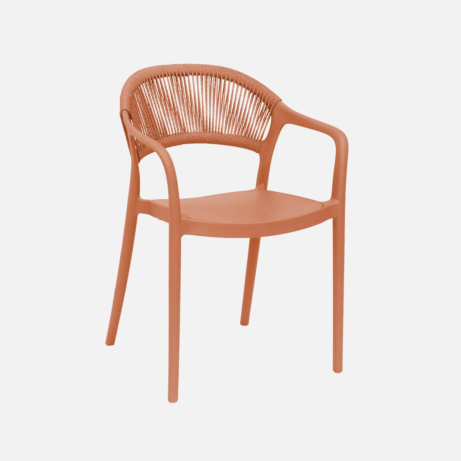 Chaise de jardin empilable avec effet corde terracotta (lot de 4) - Jovia,sweeek,Photo3