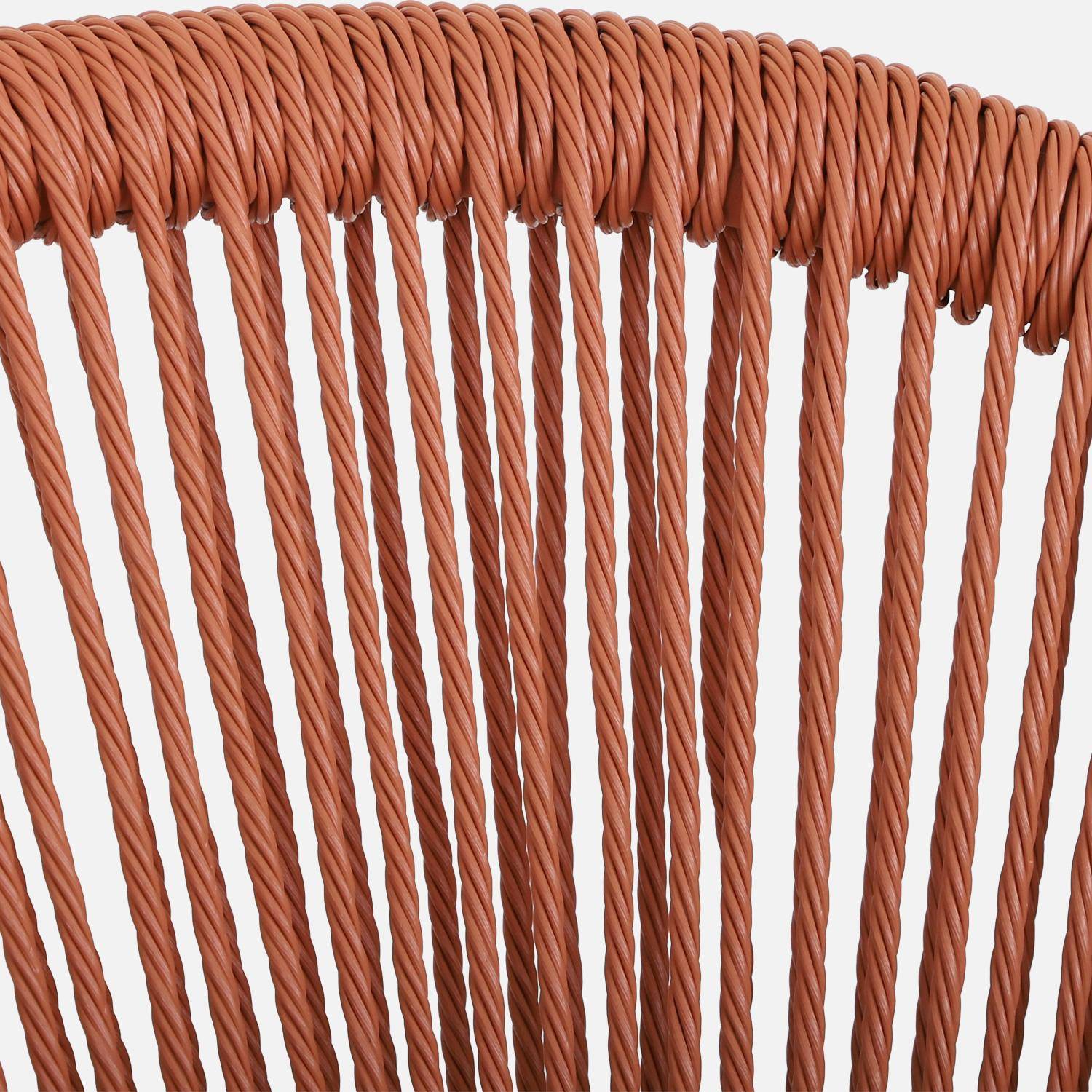 Chaise de jardin empilable avec effet corde terracotta (lot de 4) - Jovia Photo6