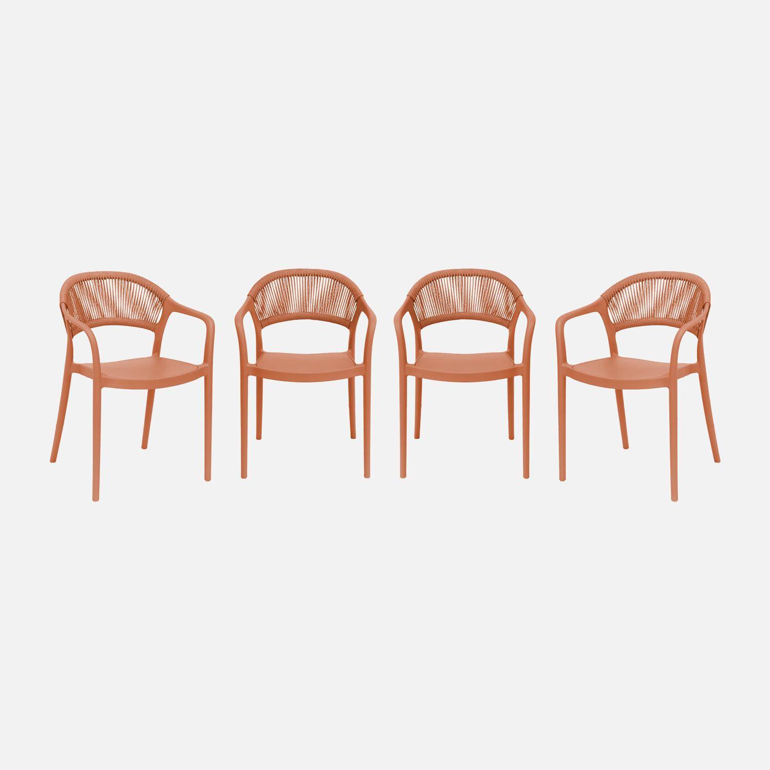 Chaise de jardin empilable avec effet corde terracotta (lot de 4) - Jovia,sweeek,Photo2