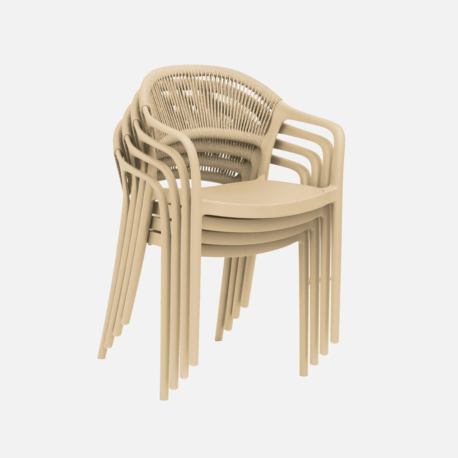 Chaise de jardin empilable avec effet corde beige (lot de 4) - Jovia,sweeek,Photo4
