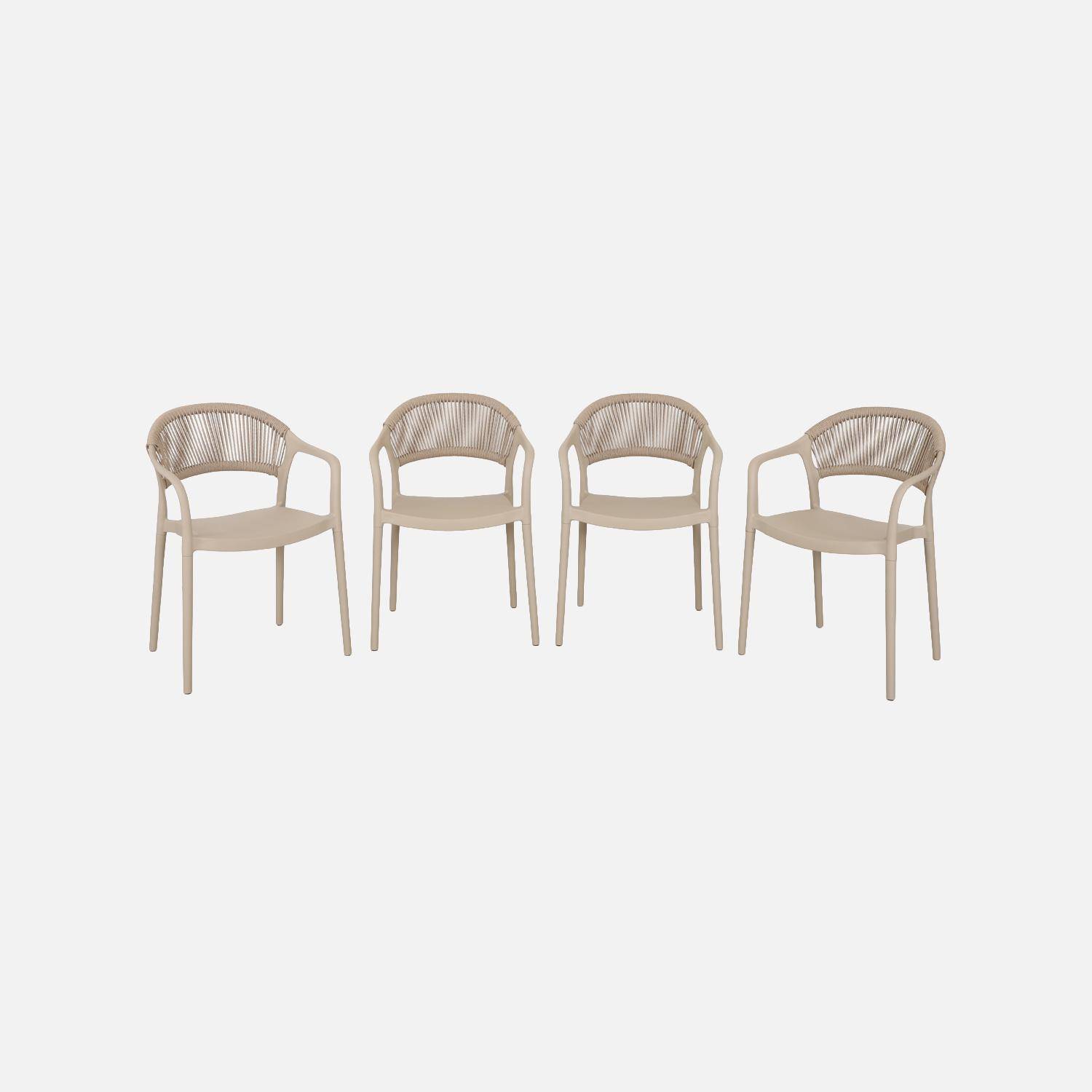 Chaise de jardin empilable avec effet corde beige (lot de 4) - Jovia,sweeek,Photo2