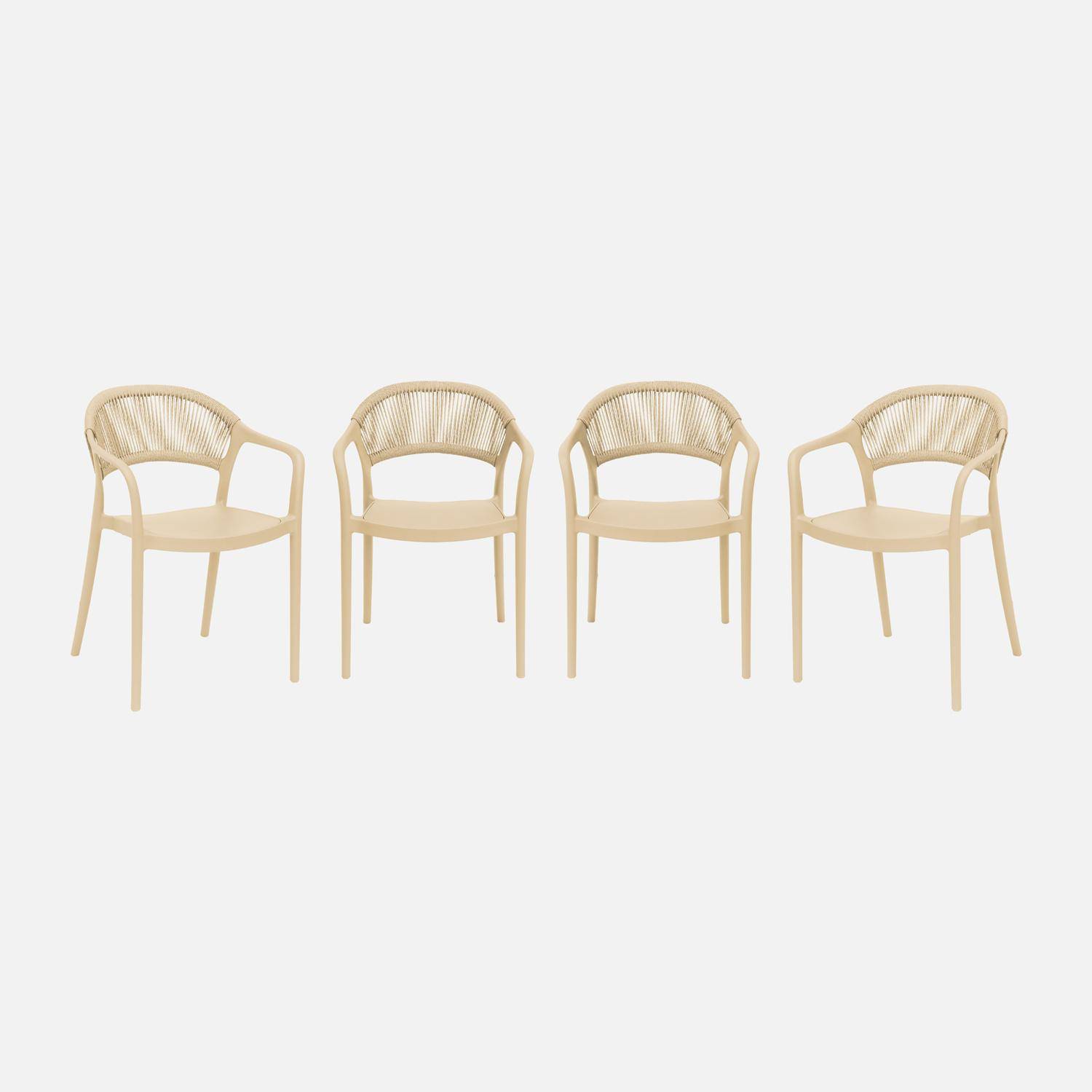 Chaise de jardin empilable avec effet corde beige (lot de 4) - Jovia,sweeek,Photo2