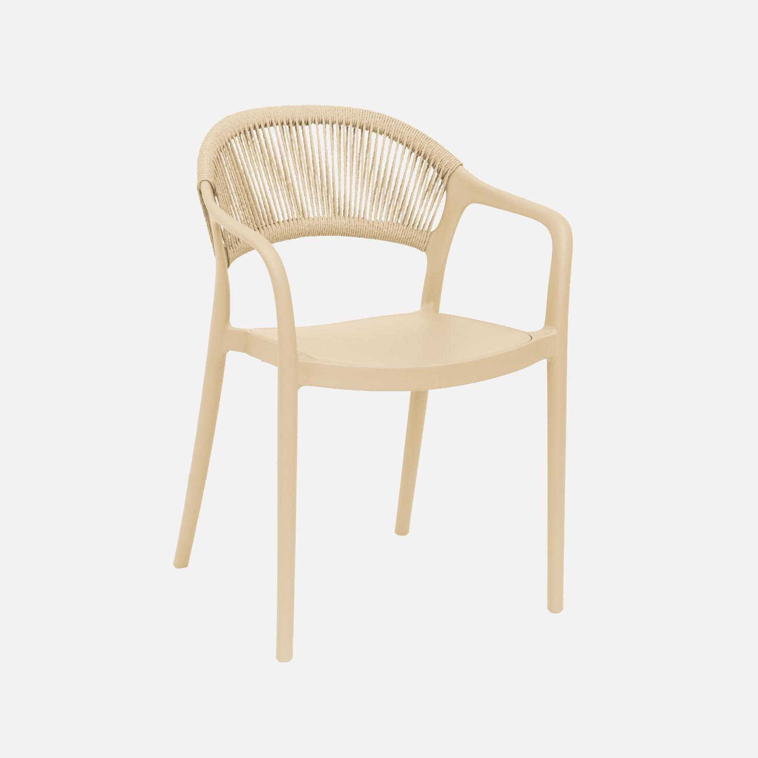 Chaise de jardin empilable avec effet corde beige (lot de 4) - Jovia,sweeek,Photo3