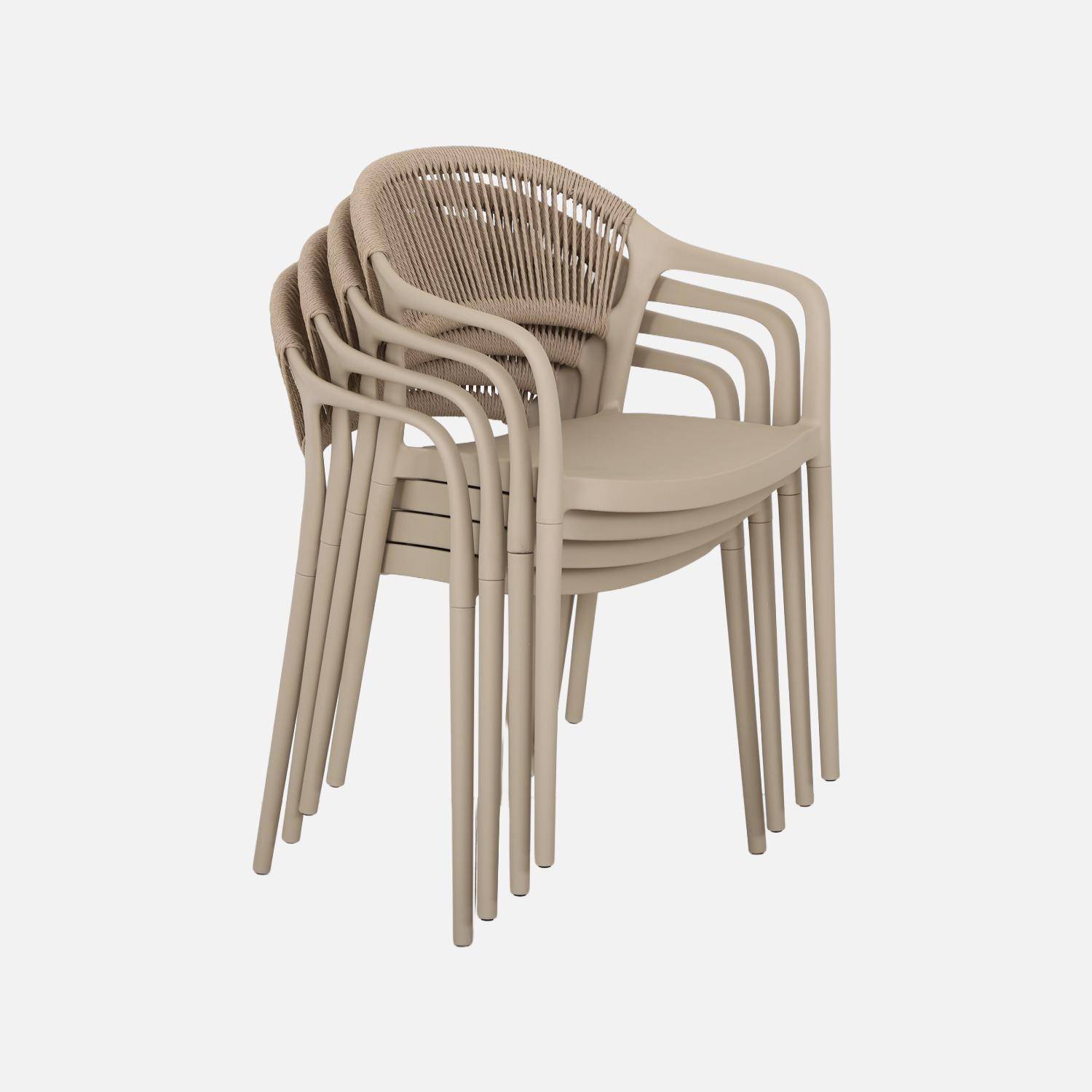 Chaise de jardin empilable avec effet corde beige (lot de 4) - Jovia,sweeek,Photo5