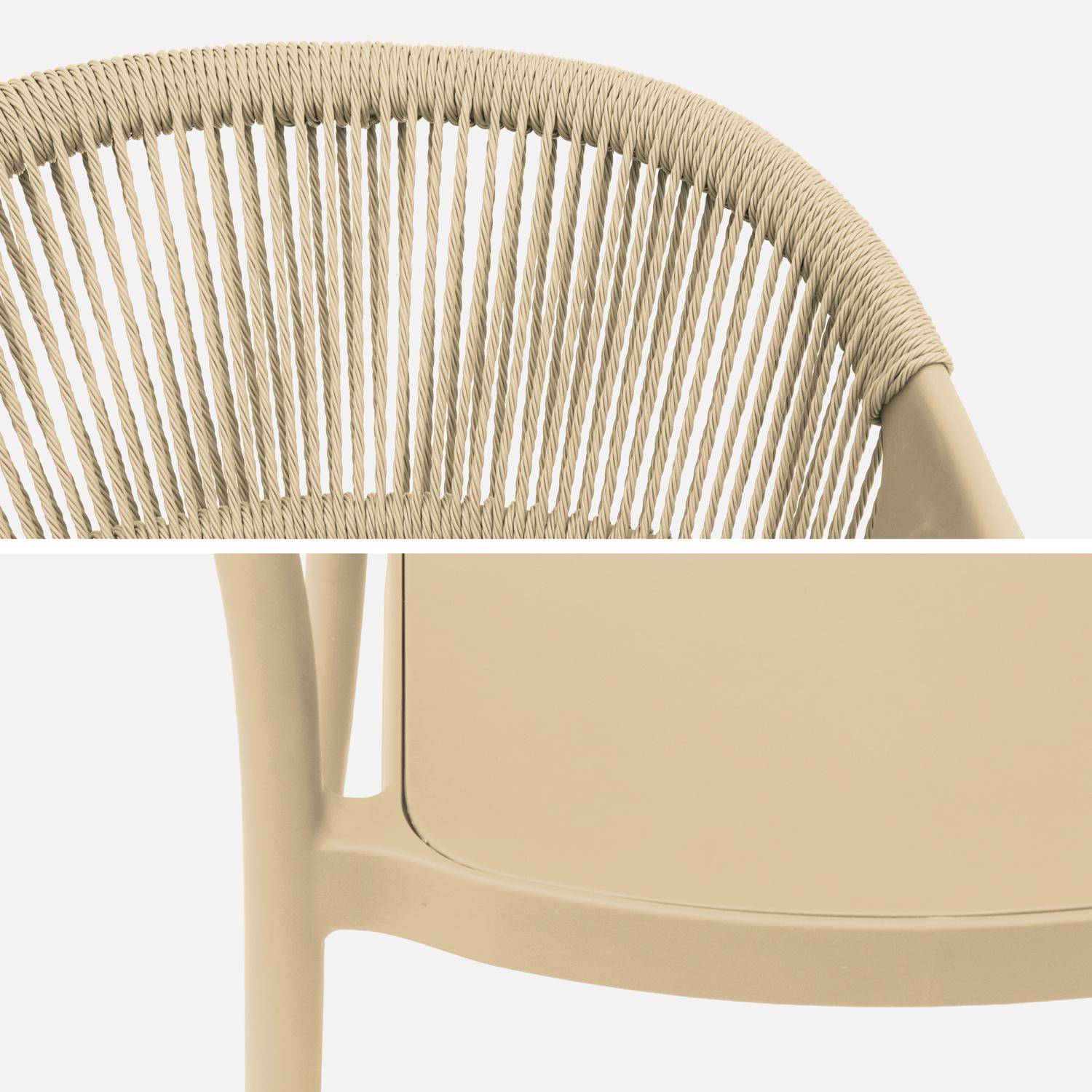 Chaise de jardin empilable avec effet corde beige (lot de 4) - Jovia Photo5