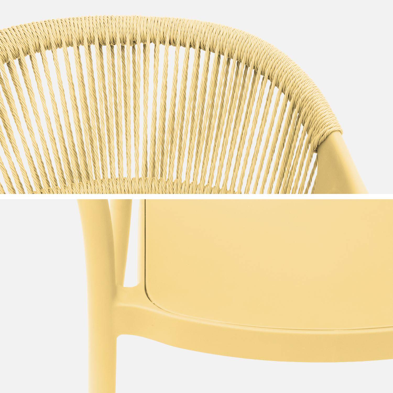 Chaise de jardin empilable avec effet corde jaune (lot de 4) - Jovia Photo5