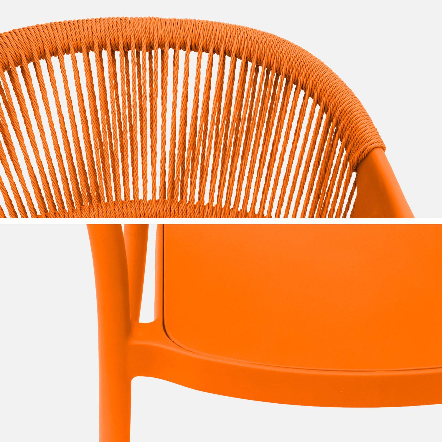 Chaise de jardin empilable avec effet corde orange (lot de 4) - Jovia Photo5