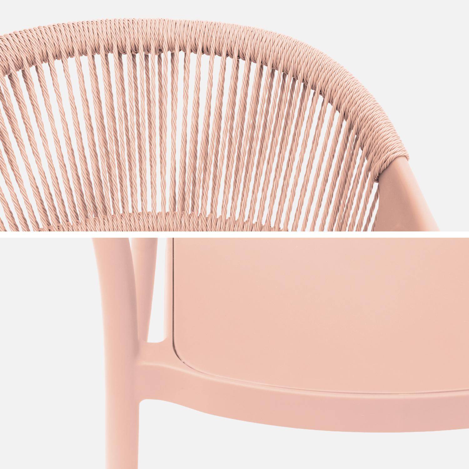 Chaise de jardin empilable avec effet corde rose (lot de 4) - Jovia,sweeek,Photo5