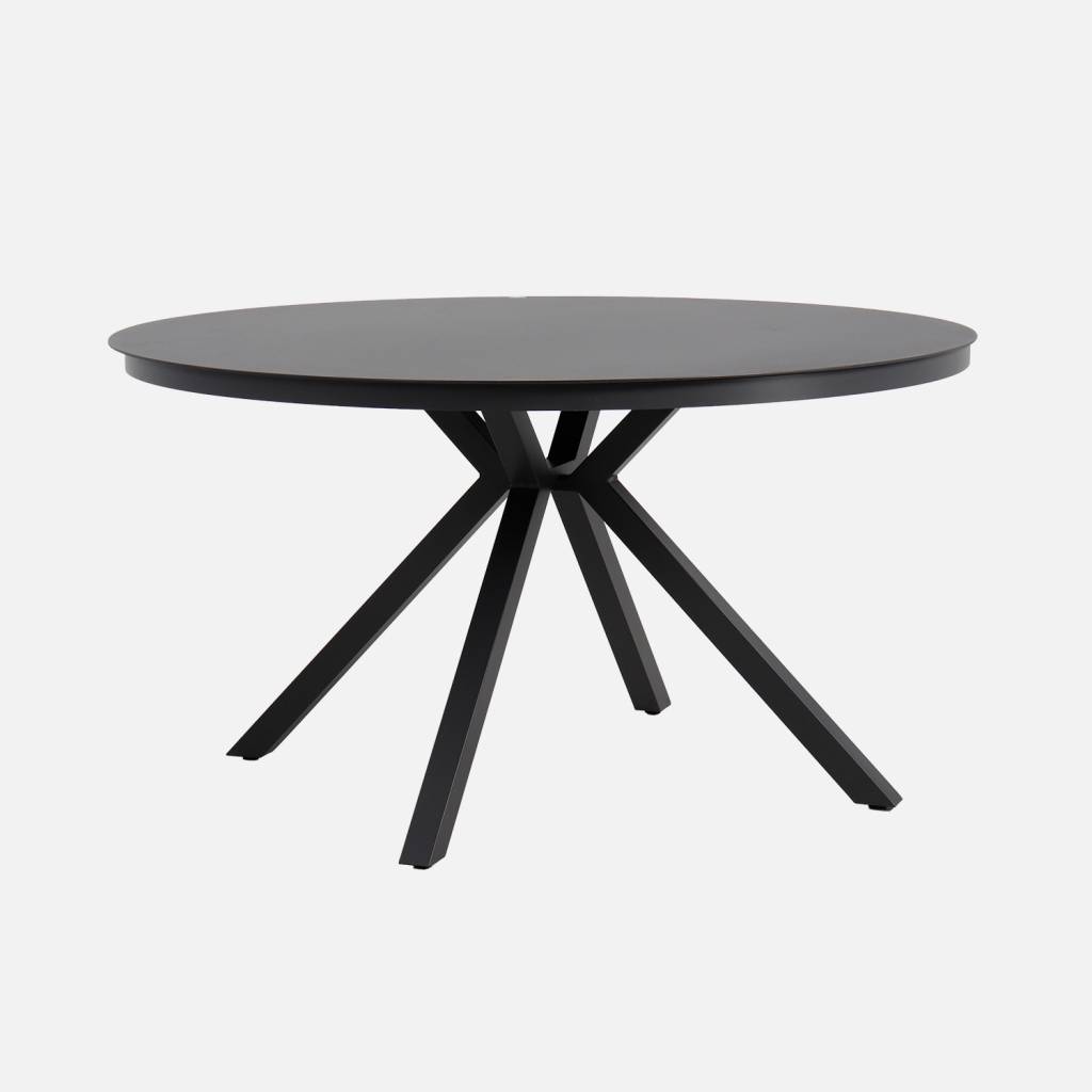 Table de jardin ronde aluminium et verre 6 places anthracite