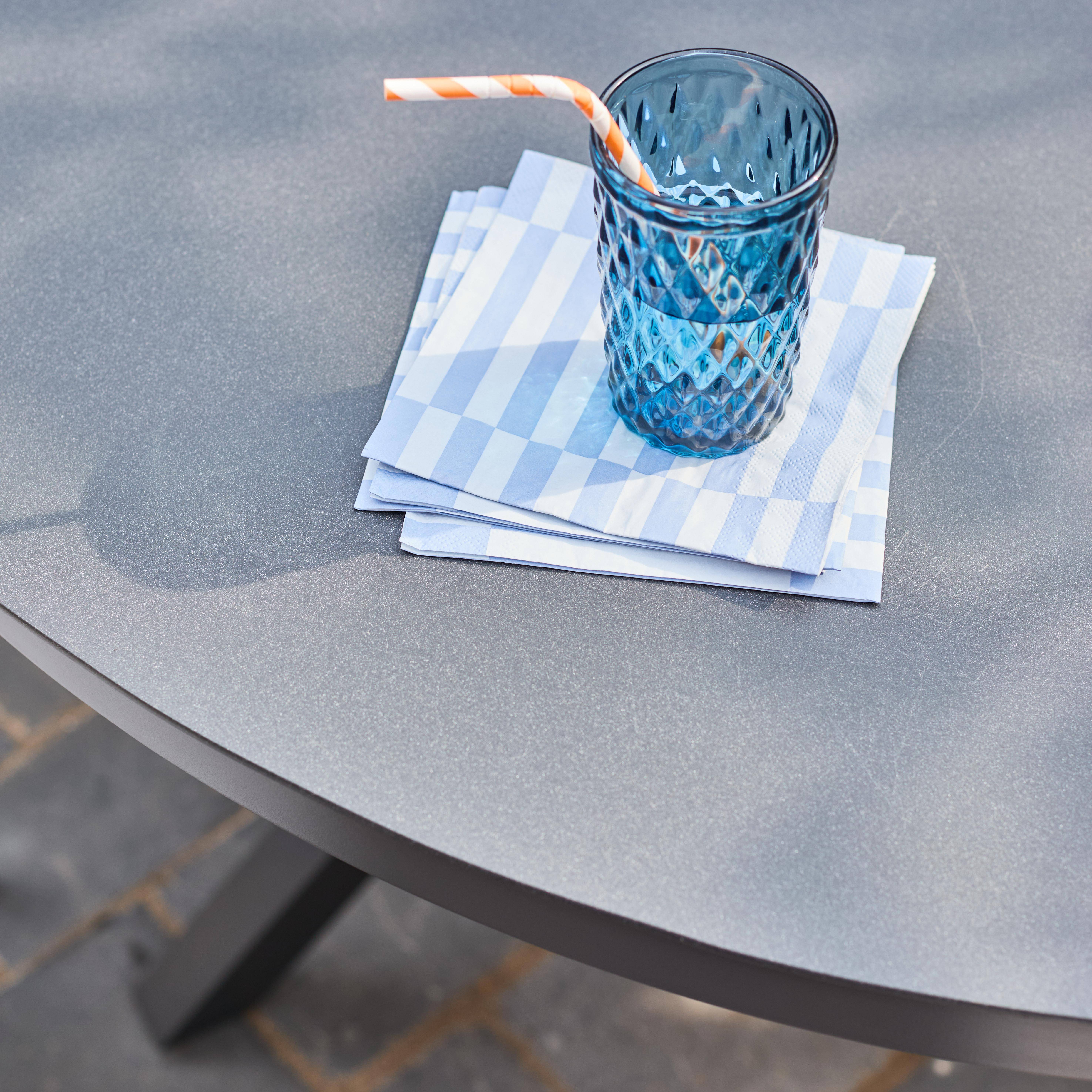 Table de jardin ronde aluminium et verre 6 places anthracite - Orbis Photo2