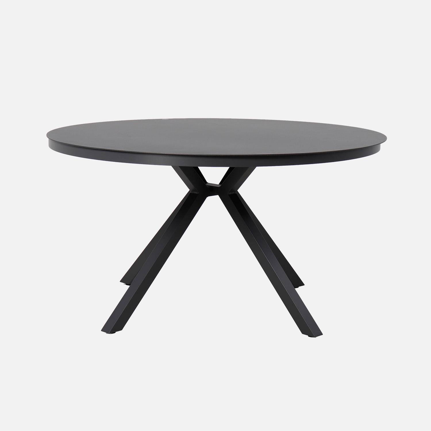 Table de jardin ronde aluminium et verre 6 places anthracite - Orbis Photo4