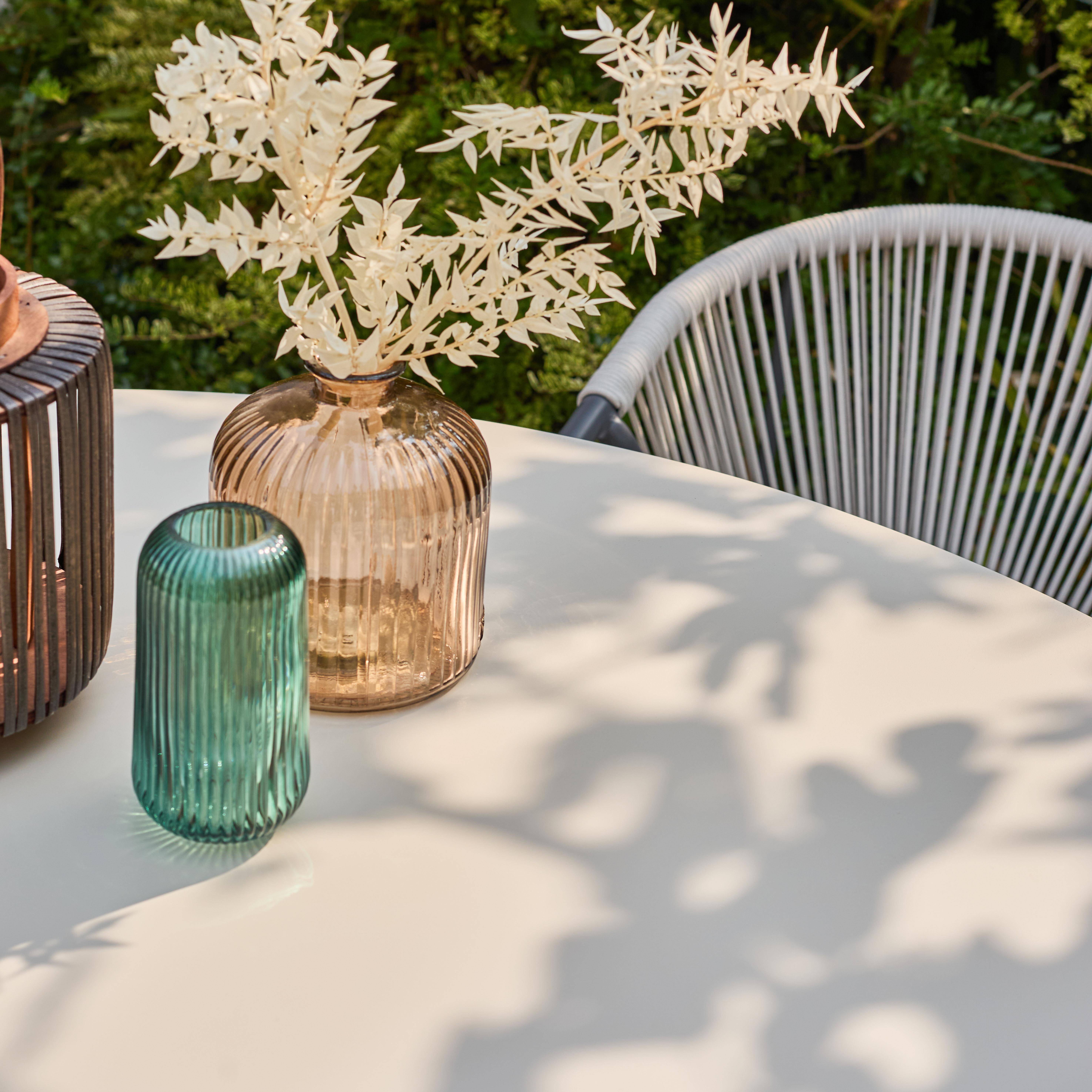 Table de jardin ronde aluminium et verre 6 places beige - Orbis,sweeek,Photo2