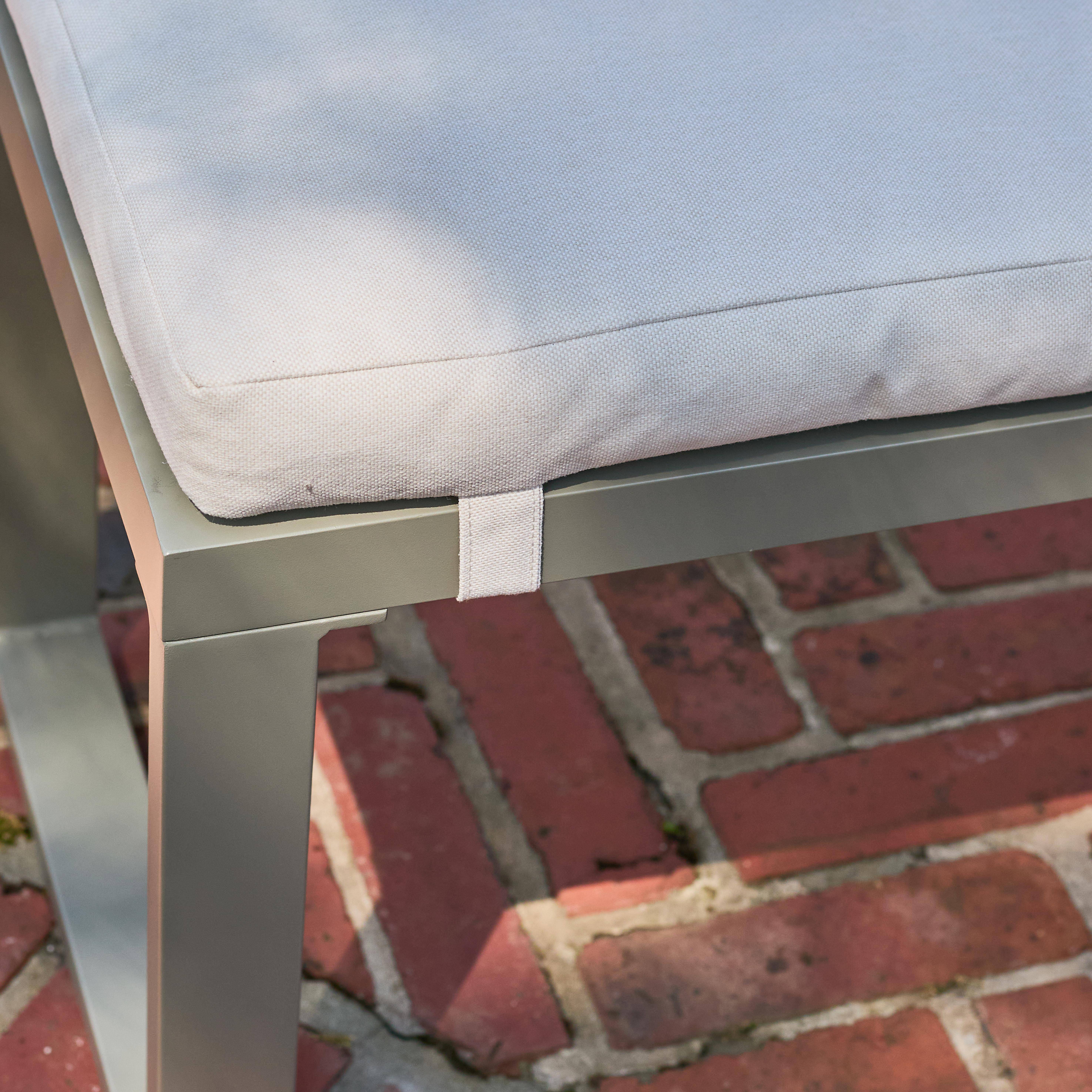 Tuinset tuintafel en banken met 9 zitplaatsen aluminium kaki en beige - Convivio Photo5