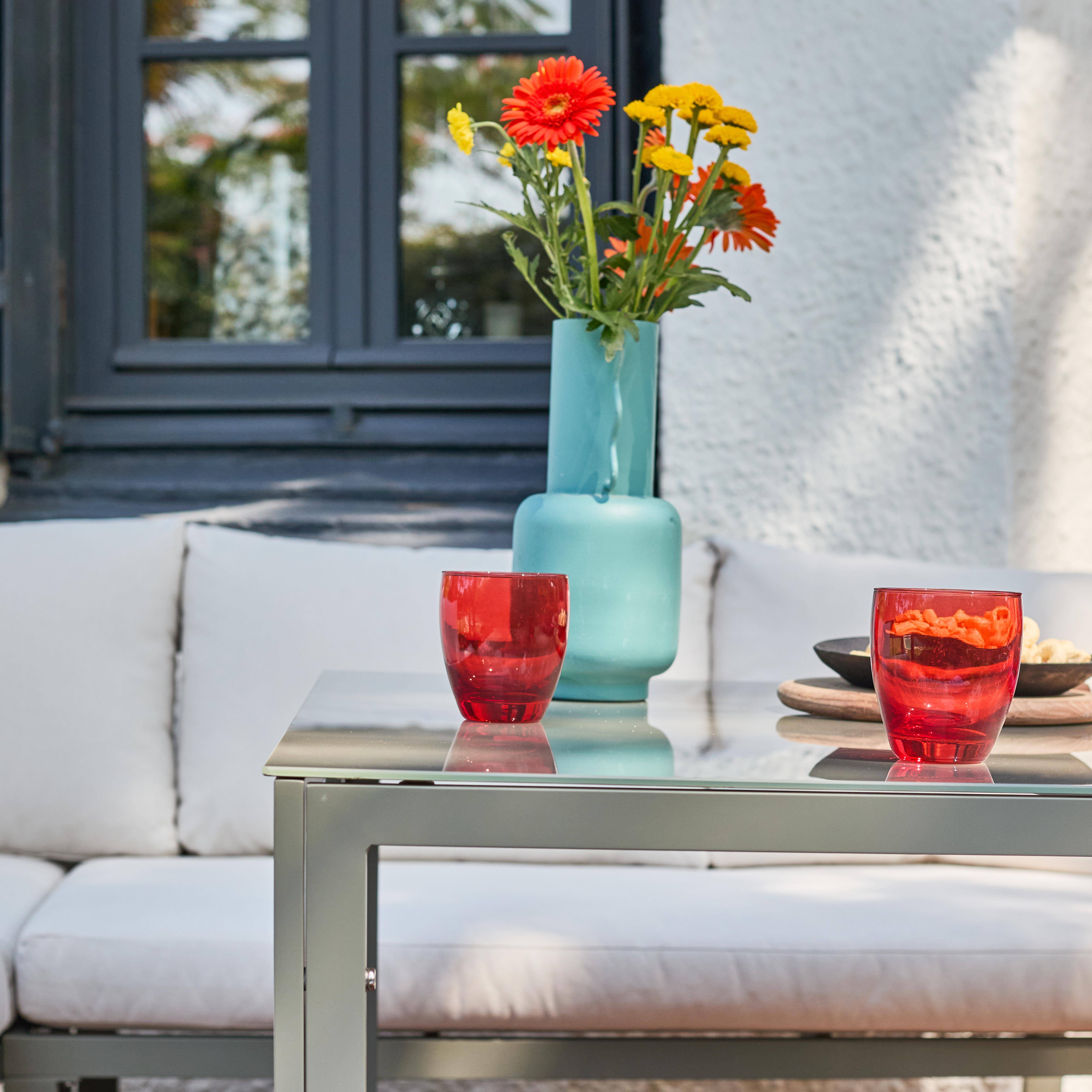 Tuinset tuintafel en banken met 9 zitplaatsen aluminium kaki en beige - Convivio,sweeek,Photo7