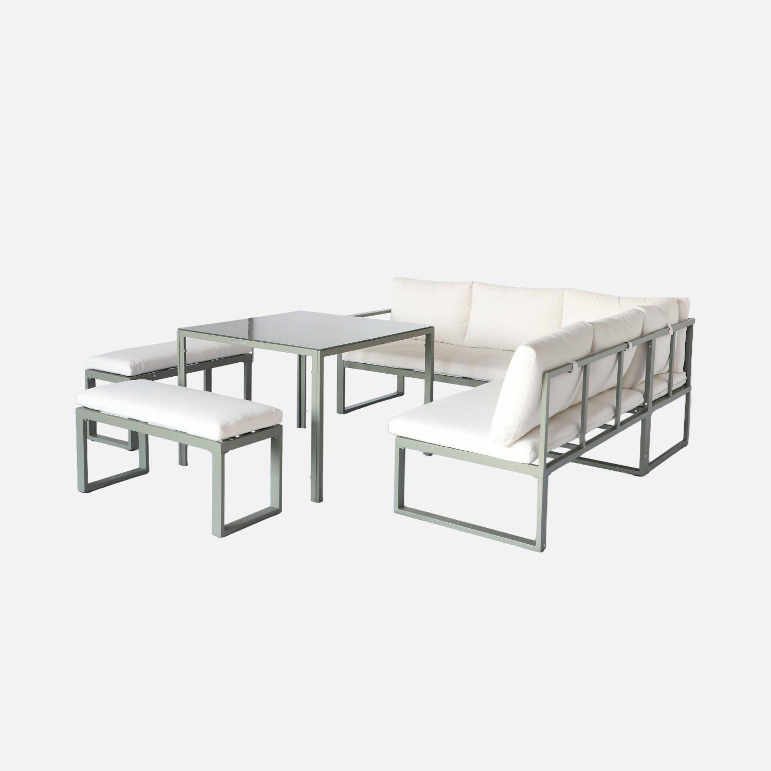 Salon, table de jardin aluminium 9 places kaki et beige - Convivio,sweeek,Photo1
