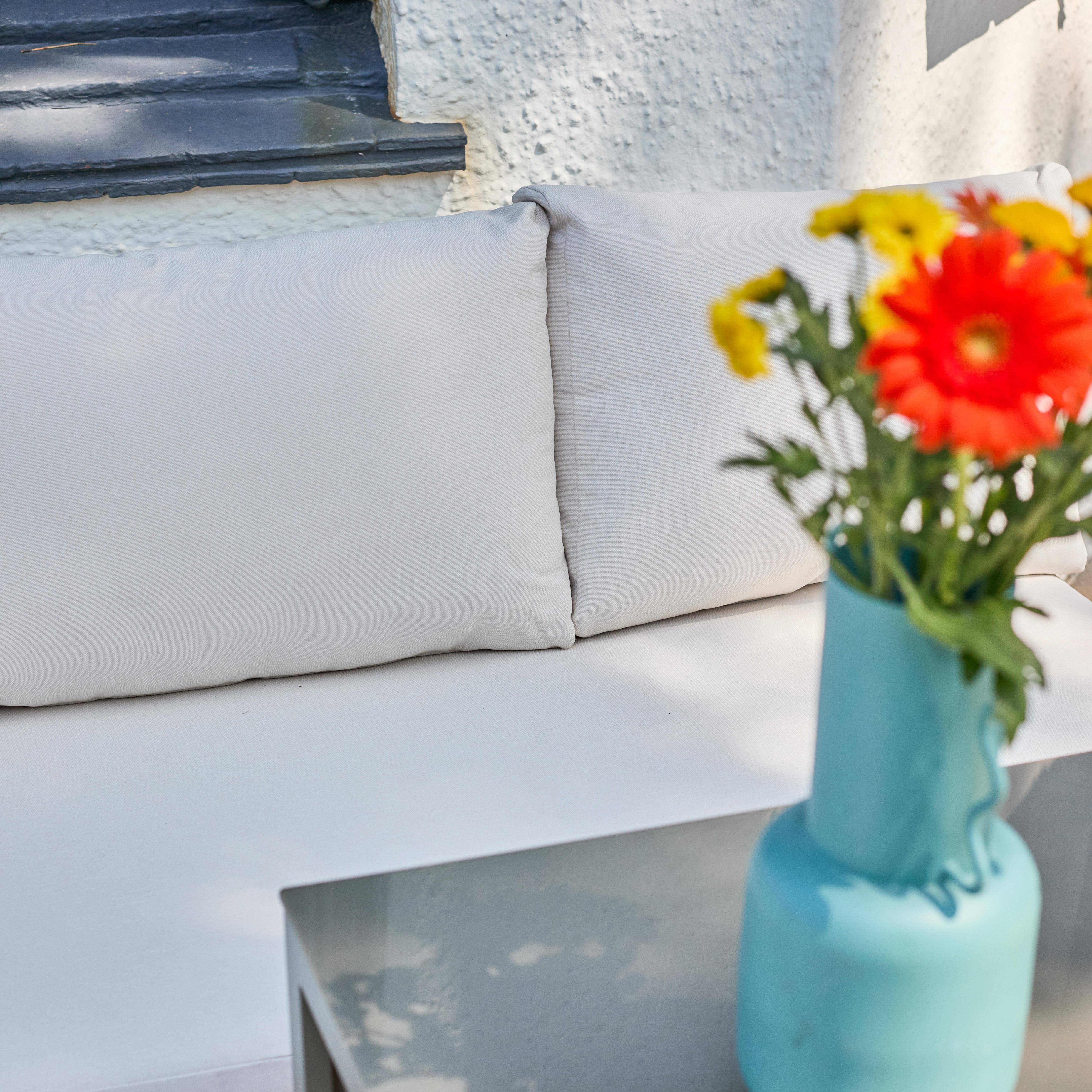 Tuinset tuintafel en banken met 9 zitplaatsen aluminium kaki en beige - Convivio Photo6