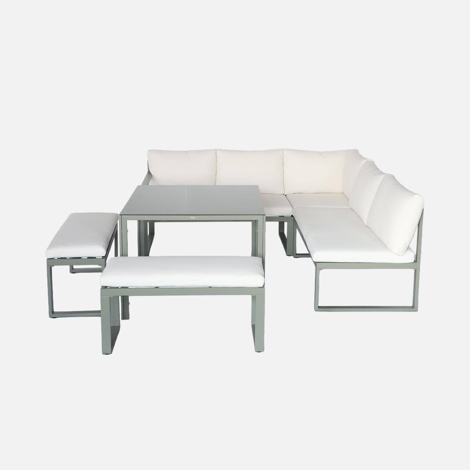 Salon, table de jardin aluminium 9 places kaki et beige - Convivio,sweeek,Photo2