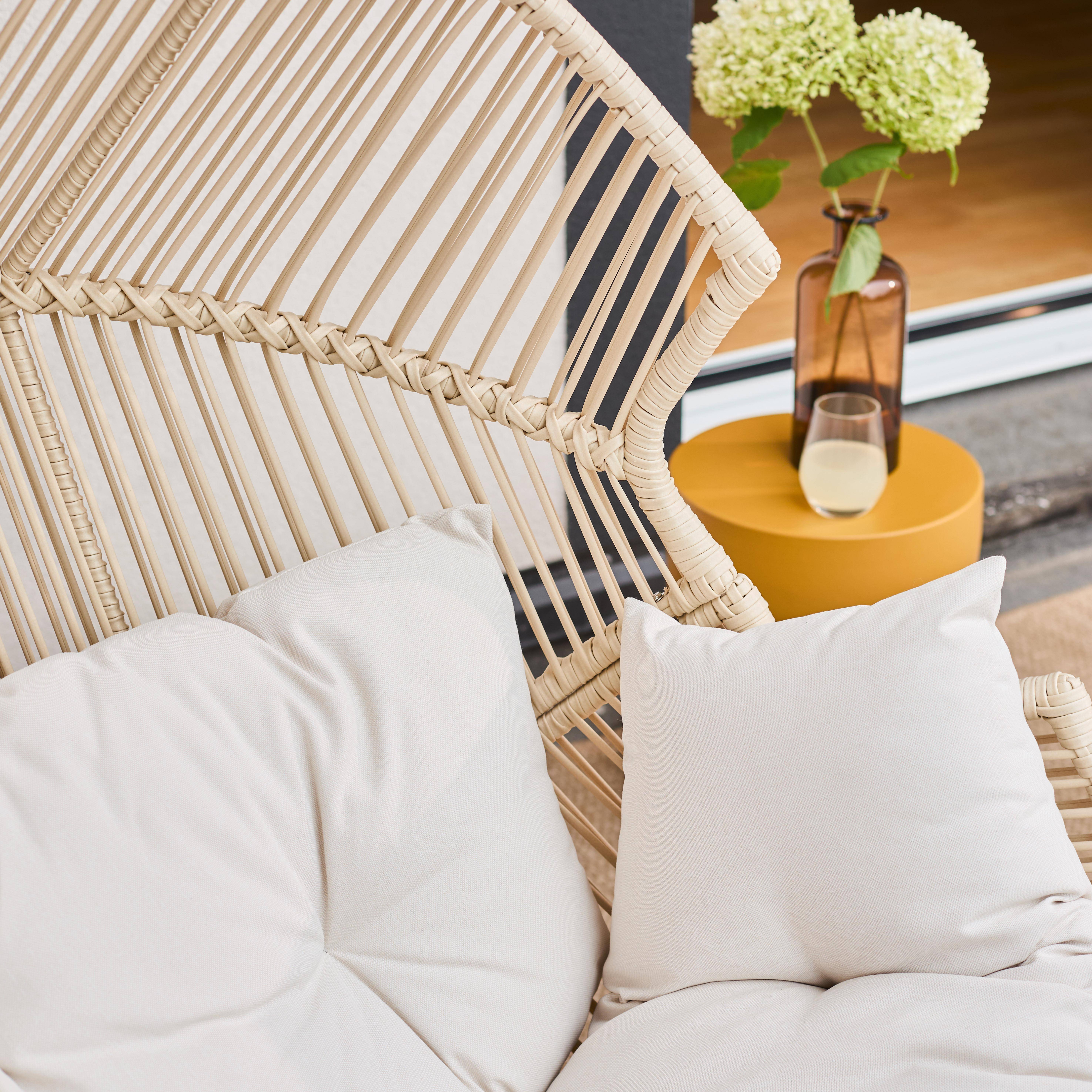 Sillón huevo de jardín de acero y resina Beige - 100x91x142 cm Photo5