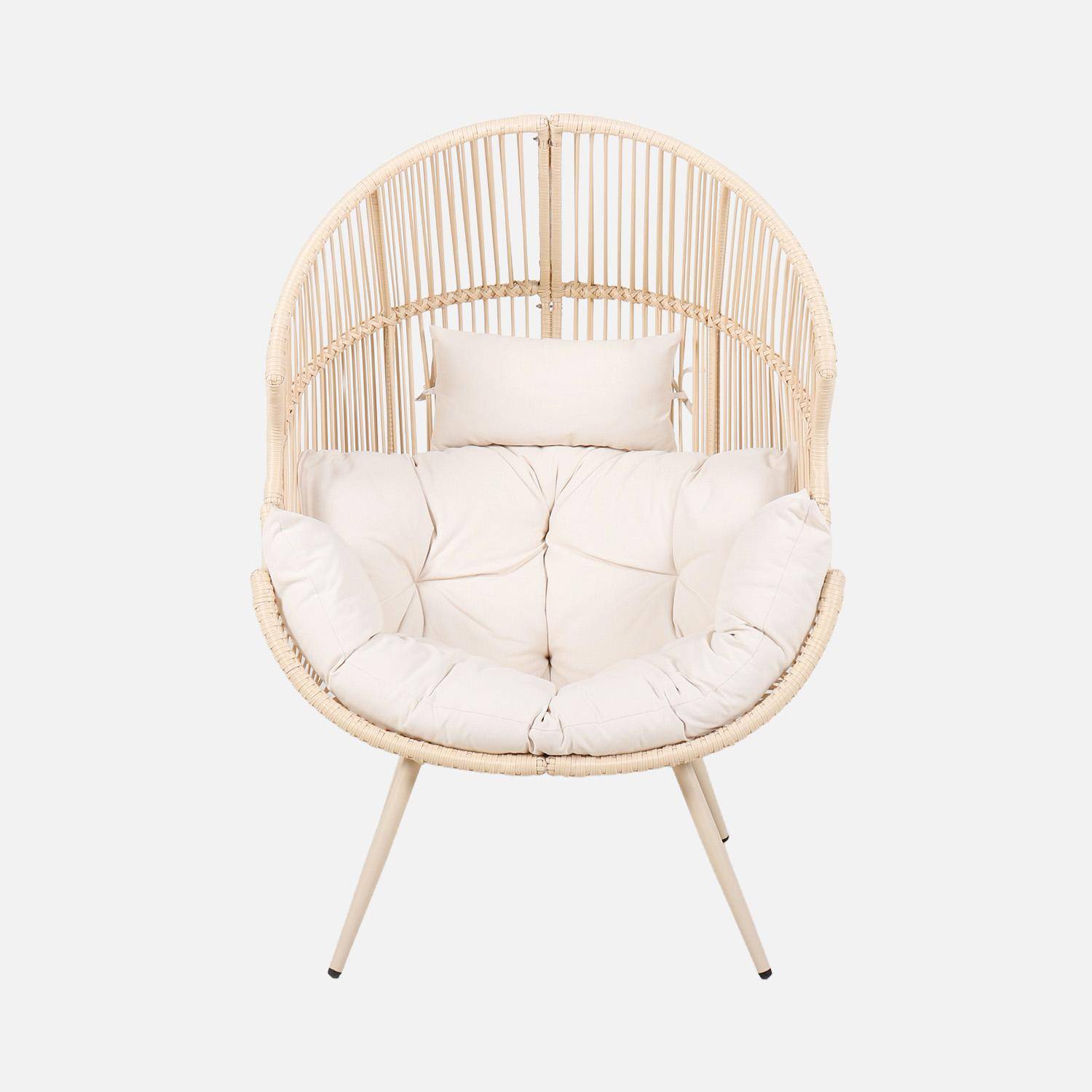 Sillón huevo de jardín de acero y resina Beige - 100x91x142 cm,sweeek,Photo10