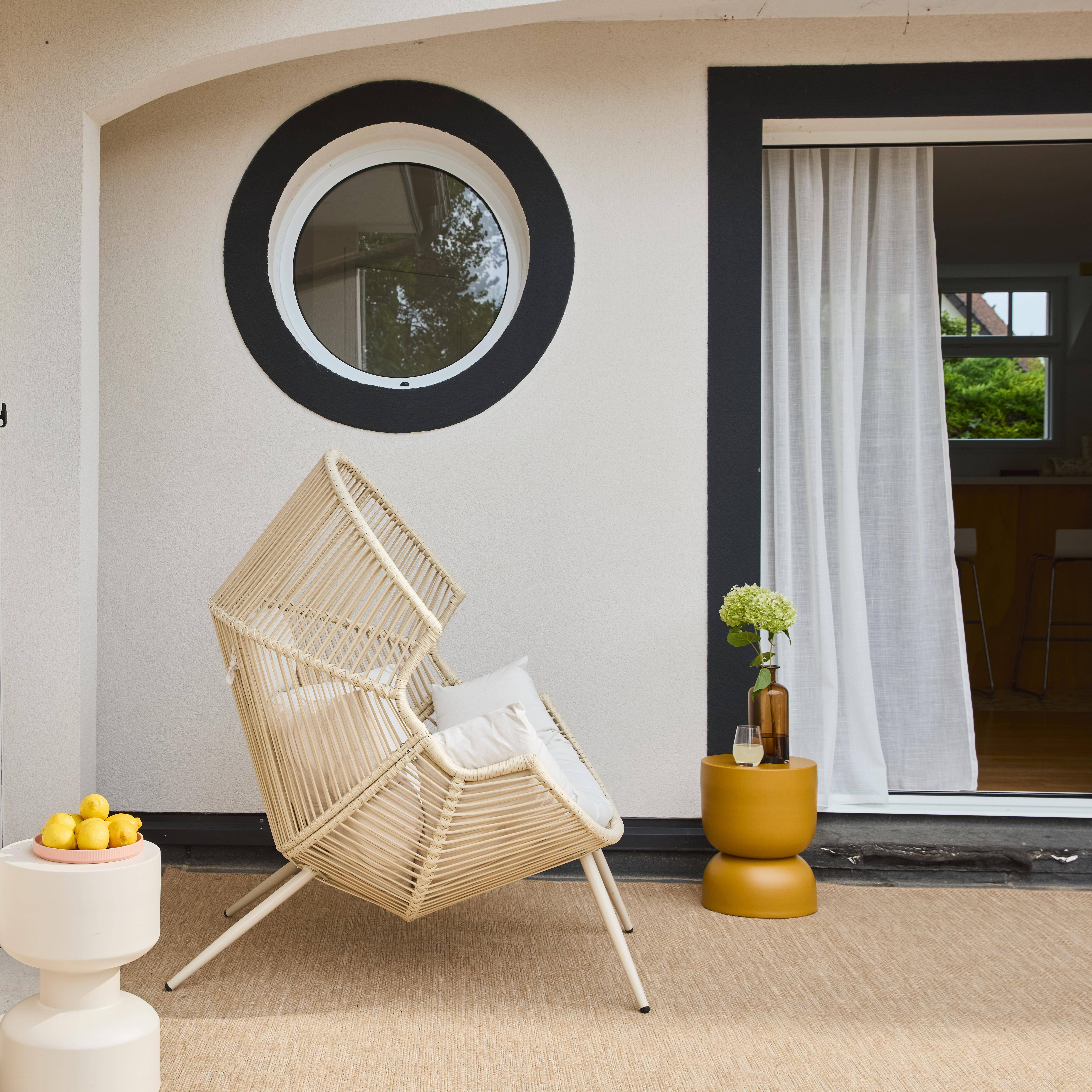 Sillón huevo de jardín de acero y resina Beige - 100x91x142 cm Photo3